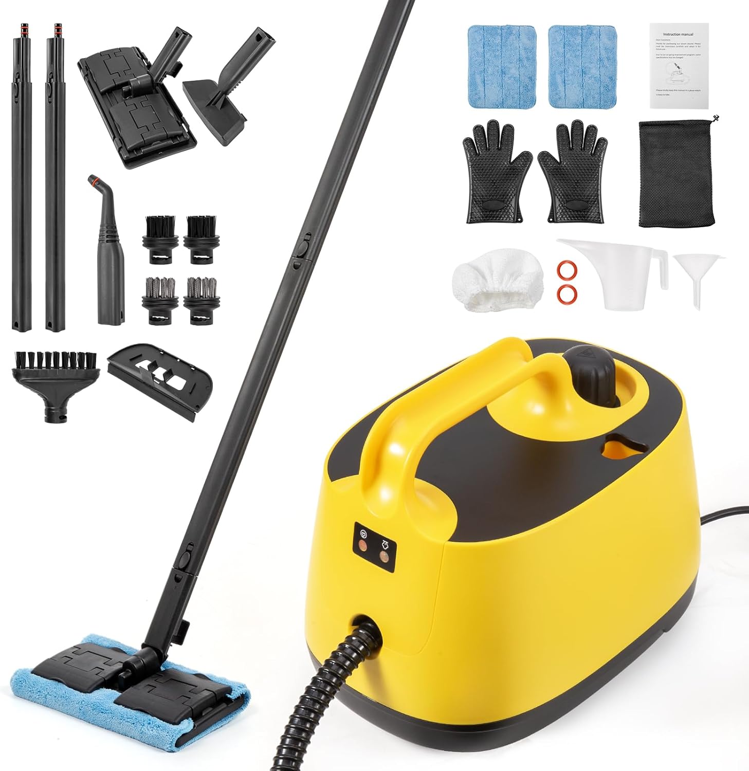 Dyna-Living Steam Cleaner 1500W Steamer for Cleaning with 1.5L Water Tank, Car Steamer Cleaner for Multi-Surface Floors, High-Pressure Steam Cleaner for Car, Portable Car Steamer for Auto Detailing