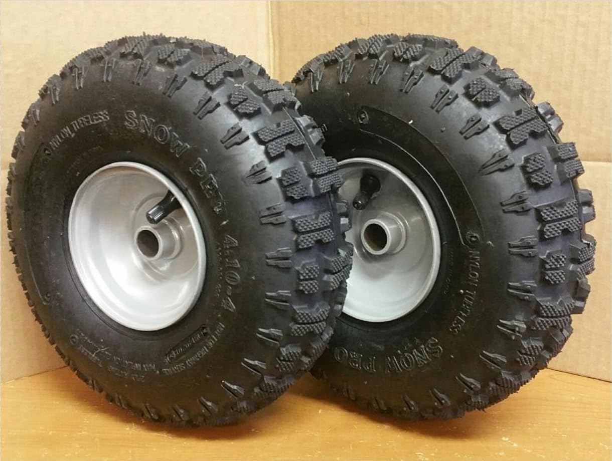 TWO 4.10-4 Snow Blower Thrower TIRE RIM WHEEL ASSEMBLY, Replacement for Kenda OEM