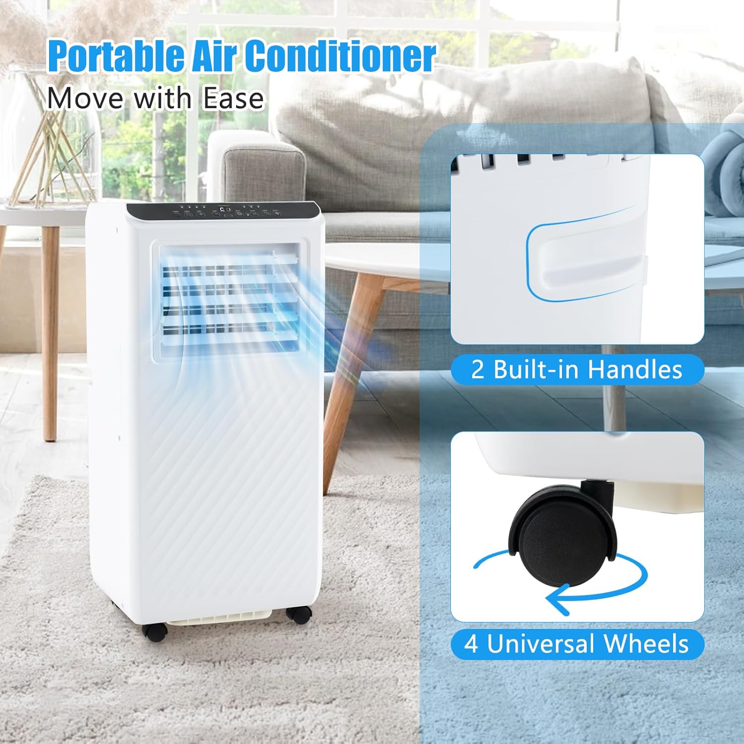 ARLIME Portable Air Conditioner, 8000 BTU 3 -in-1 Air Cooler, Dehumidifier & Fan w/LED Display, Remote Control, 24H Timer, Sleep Mode & Window Installation Kit, AC Unit Cools up to 250 Sq.Ft.