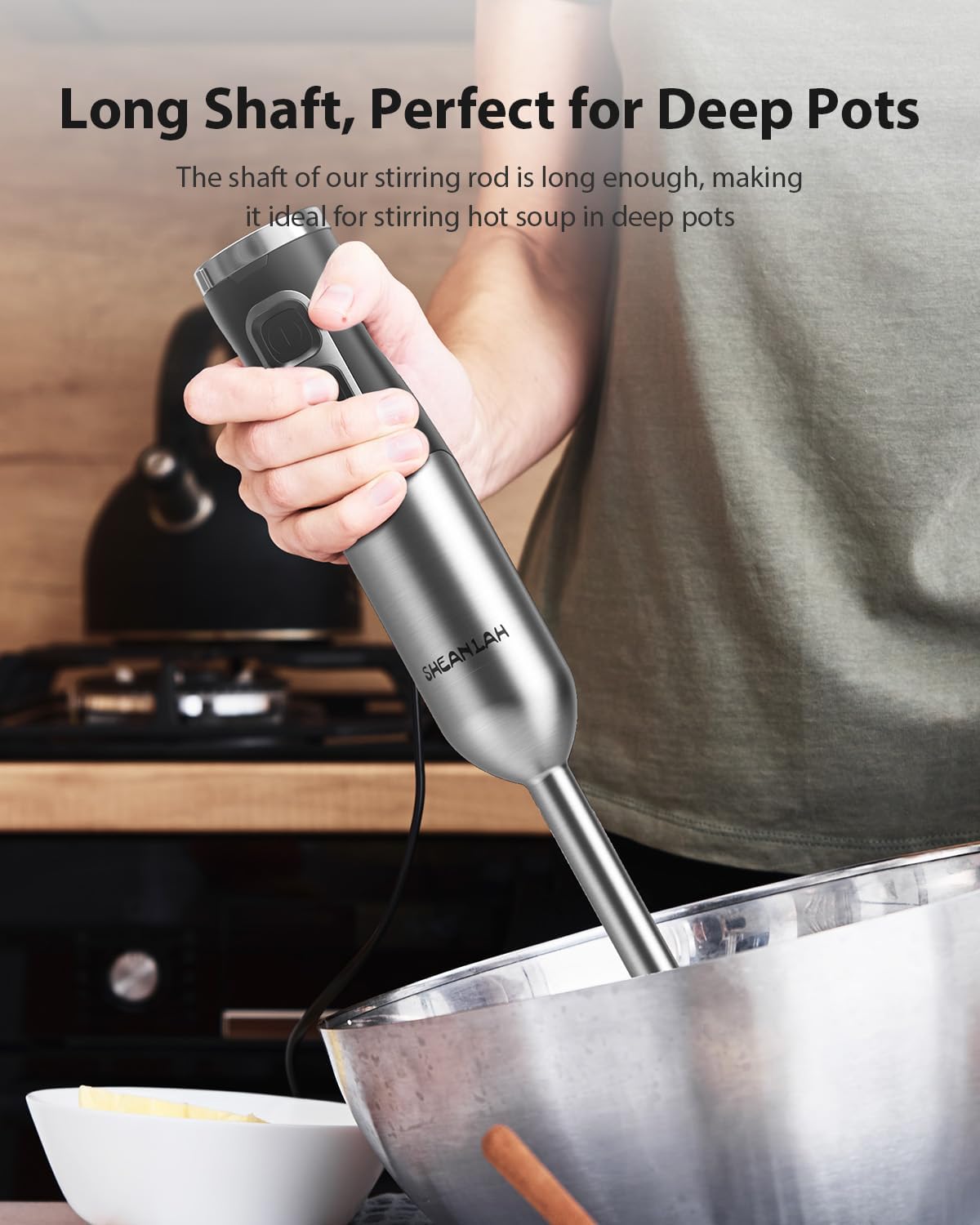 1000W Powerful Immersion Blender Handheld, 2025 New Update Hand Blender with 25-Speed and Heavy-Duty Copper Motor, Silver