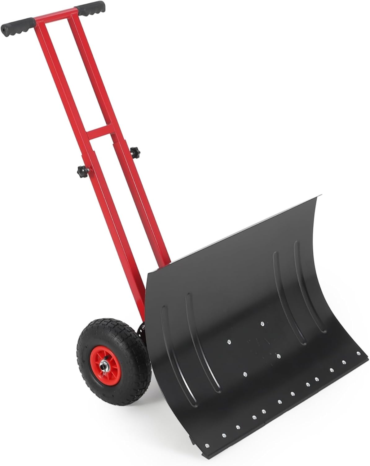 29x19.8 in Rolling Snow Shovel on Wheels, Heavy Duty Metal Snow Shovel with 5-Position Angled Blade & Adjustable Handle, Ergonomic Design for Driveway, Doorway, Sidewalk, Pavement