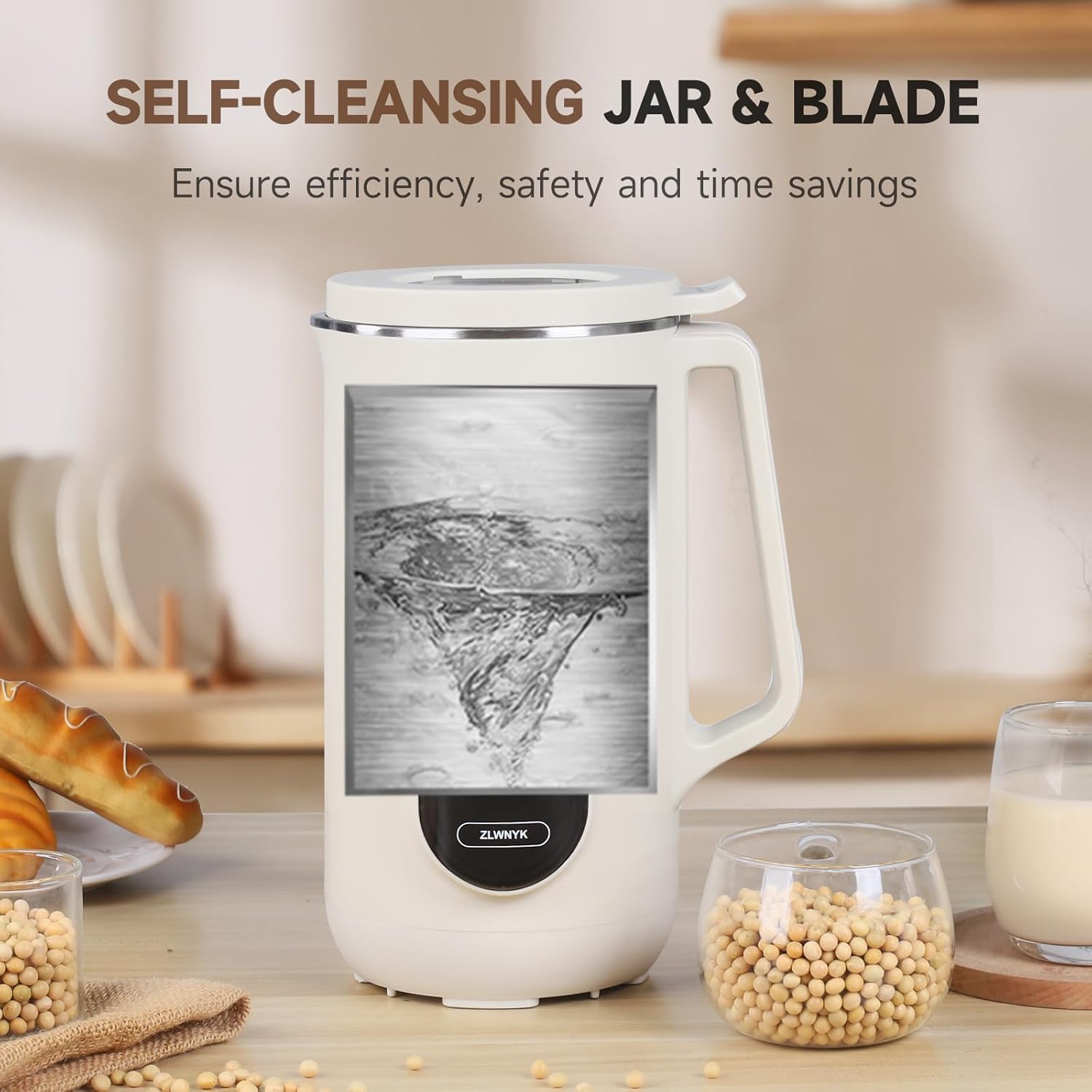 ZLWNYK 8 in 1 Nut Milk Blender, 34 oz homemade almond, oat, soy, coconut, plant-based milk, and non dairy beverages, with a 12 hour timer/self-cleaning/warming/hot water function