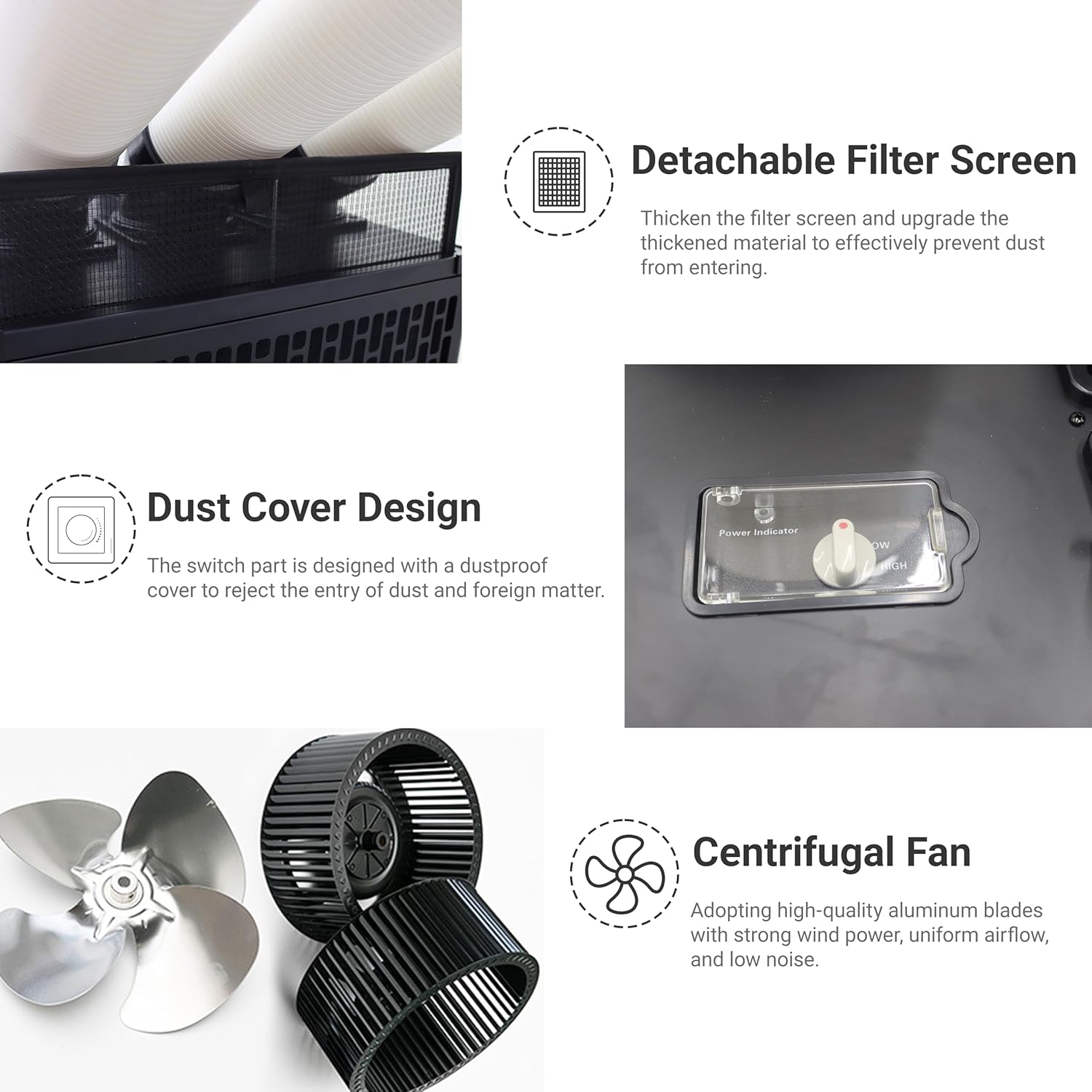 Industrial Air Conditioner 22500BTU/H Portable Air Conditioner Industrial Grade with 3.4Gal Water Tank Portable Mobile Spot Cooler Three-Duct 2.5KW 220V