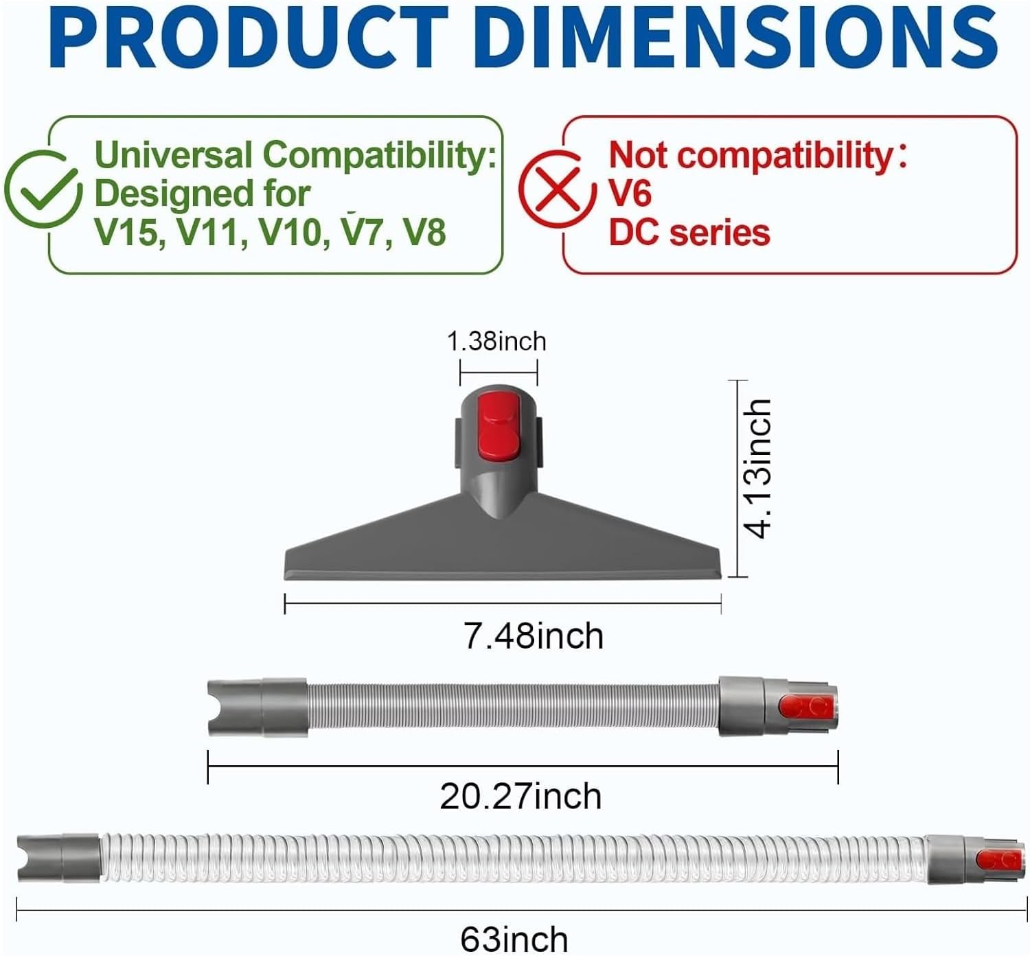 Replacement Brushes Nozzle ，Compatible for Dyson ，V15 V12 V11 V10 V8 V7 Accessories Tool Kit Cordless Vacuum Cleaner Nozzle Brush Spare Parts(2 pcs)