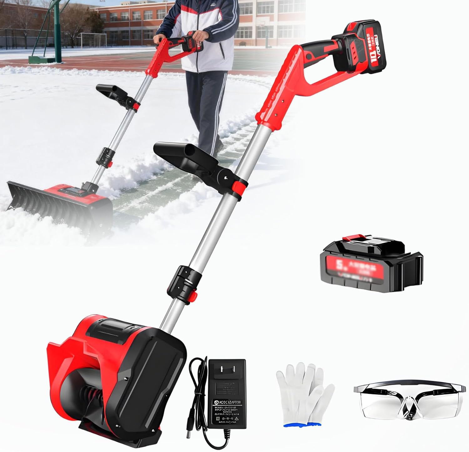 Cordless Snow Shovel, 21V Battery Powered Electric Cordless Snow Blower, 45° Adjustable Direction, 30CM Clearing Width, Foldable Snow Thrower for Patios, Walkways Onebattery-4500mAh