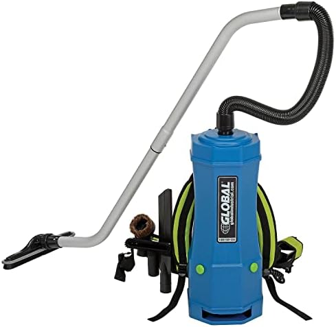 Global Industrial Commercial HEPA Backpack Vacuum with 8-Piece Tool Kit, 1-1/2 Gallon Capacity, 1500 Watt, 120V, 50'L Power Cord, Lightweight & Quiet 63 dB
