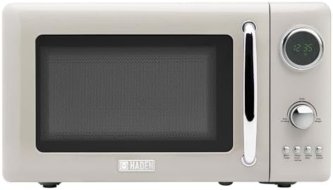 Haden 700 Watt 0.7 Cubic Foot Microwave Oven with Digital Controls, Defrost, and Instant Start Countertop Small Appliance, Putty/Chrome