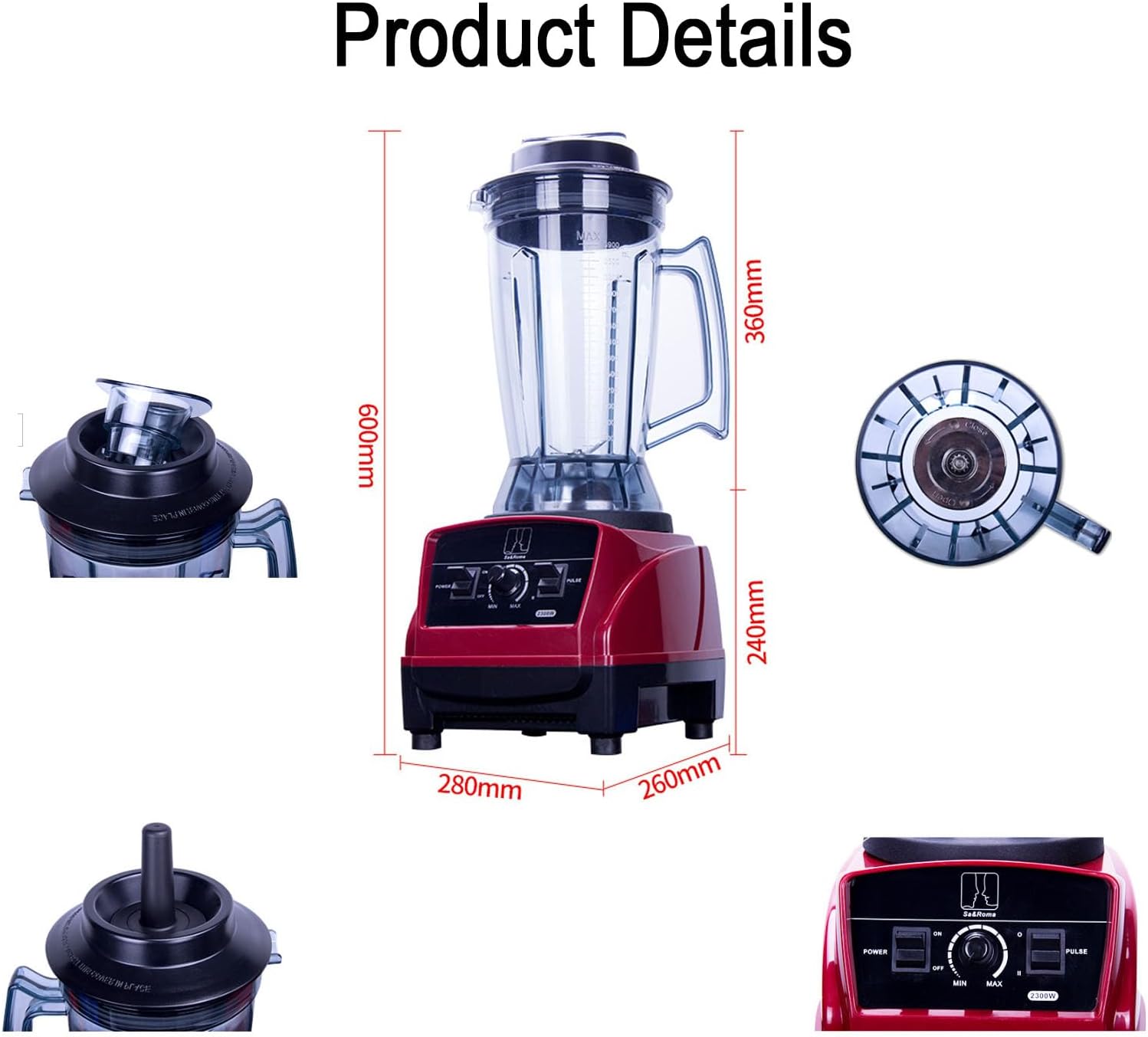 FfiMe 3.9l Professional Blender, Professional Blender for Kitchen, with 2300w Base and Total Crushing Technology