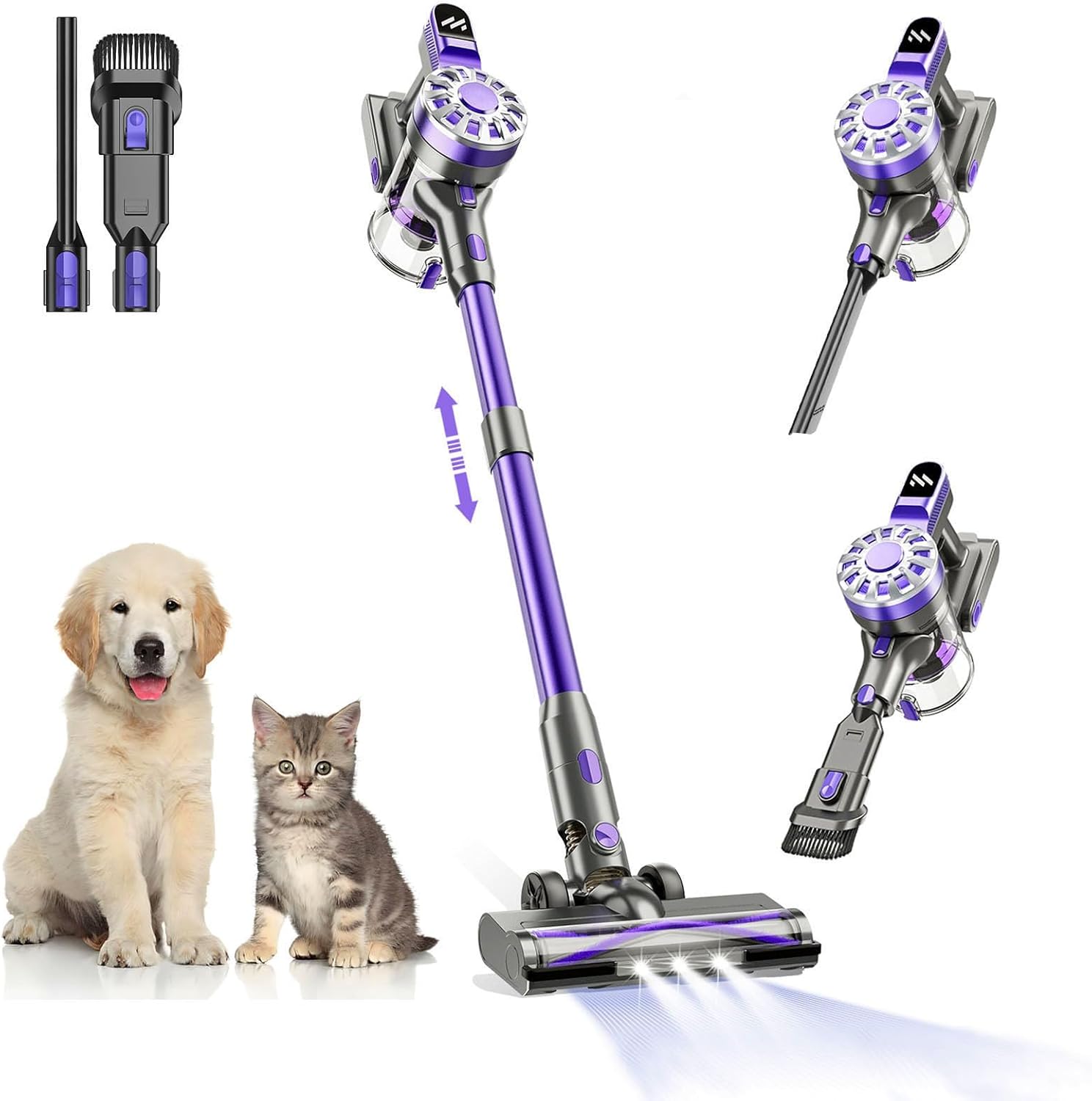 Cordless Vacuum Cleaner,Vacuum Cleaners for Home with Super Suction,Lightweight Stick Vacuum with 35 Mins Runtime,Rechargeable Cordless Vacuum for Pet Hair, Hardwood Floors(Black Purple)