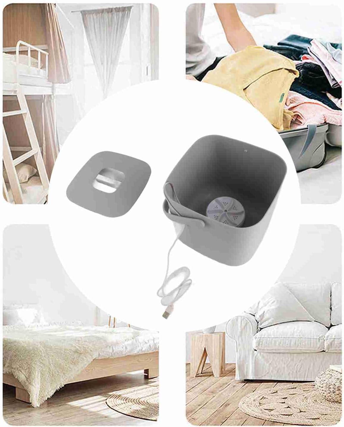 Mini Washing Machine 3.8L, Portable Turbine Washing Machine Noise Reduction USB Powered Laundry Washer for Underwear, Baby Clothes, Sock, Small Delicates