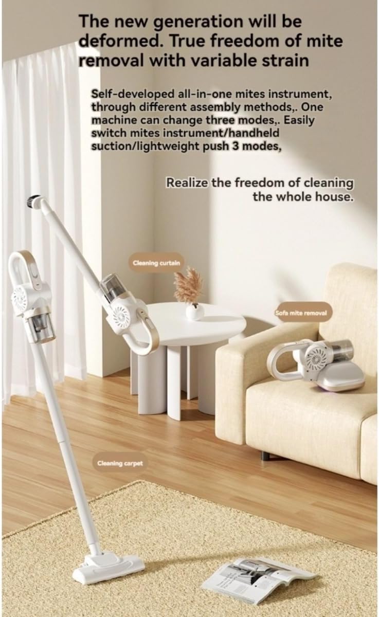 Cordless Vacuum Cleaner, Stick Vacuum with 11Kpa Powerful Suction, 40Mins Runtime, Anti-Tangle & Dust Cup, 3-in-1 Lightweight Vacuum for Curtain/Carpet/Sofa dust Removal (White) (White)