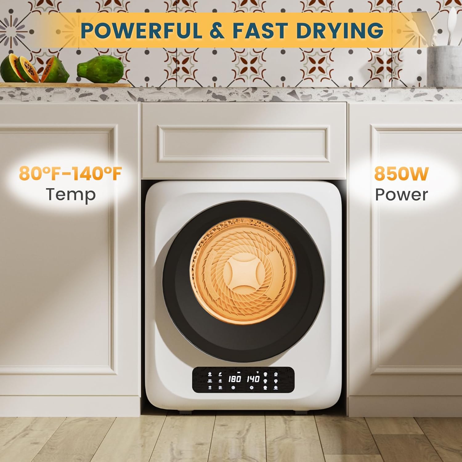 Zynkez 12Lbs Portable Clothes Dryer, 120V 850W Electric Compact Laundry Dryer with 6 Drying Modes, LED Touch Panel, Stainless Steel Tub for Apartments, Home, Dorms, RVs (White)