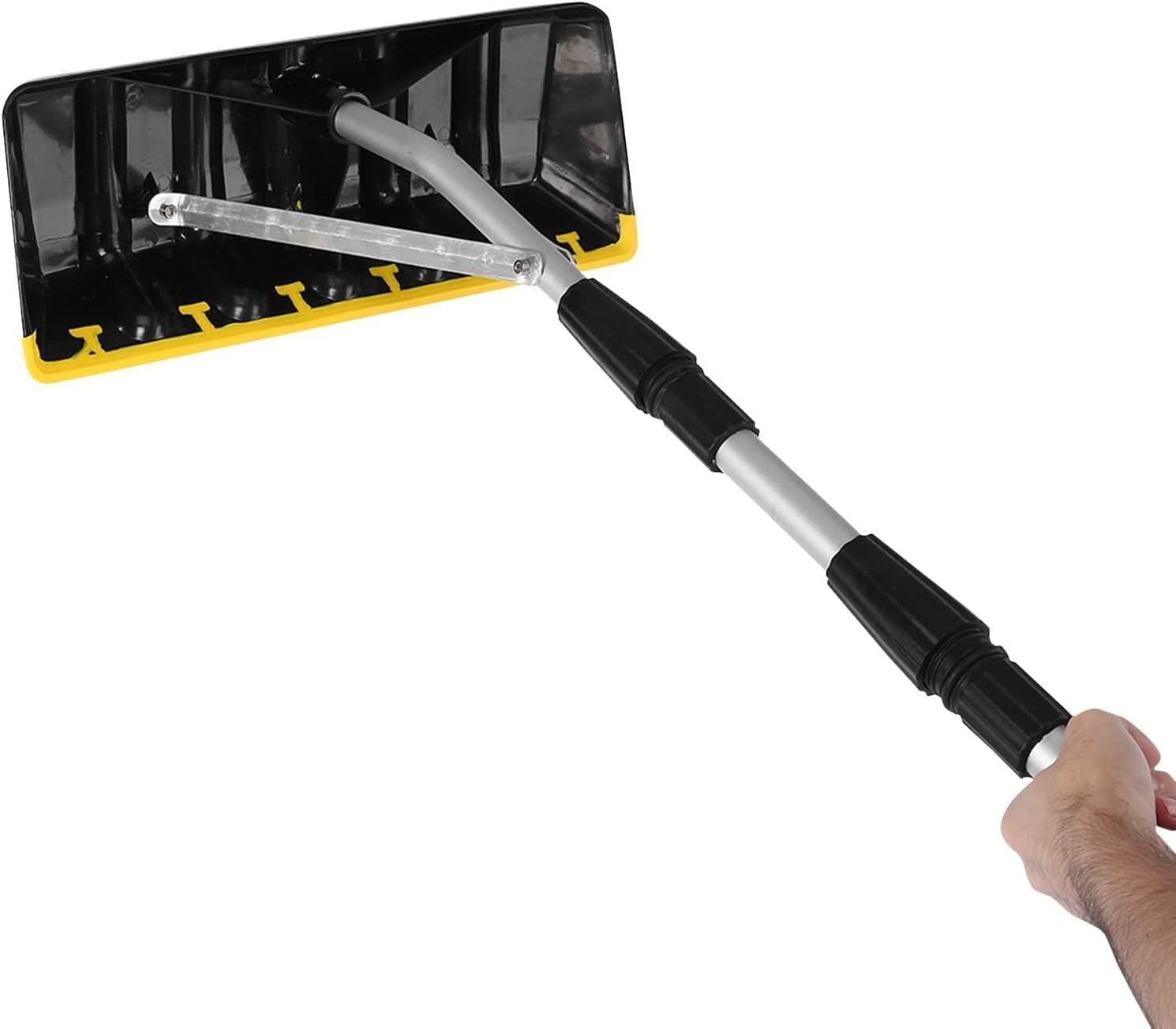 Snow Rake 21ft Telescopic Roof Rake Roof Snow Rake, Extension Light Weight Aluminum Rake, Snow, Wet Leaves, Debris Removal Tool,Safe and Labor-Saving,6.5Ft-21Ft (Color : Black)