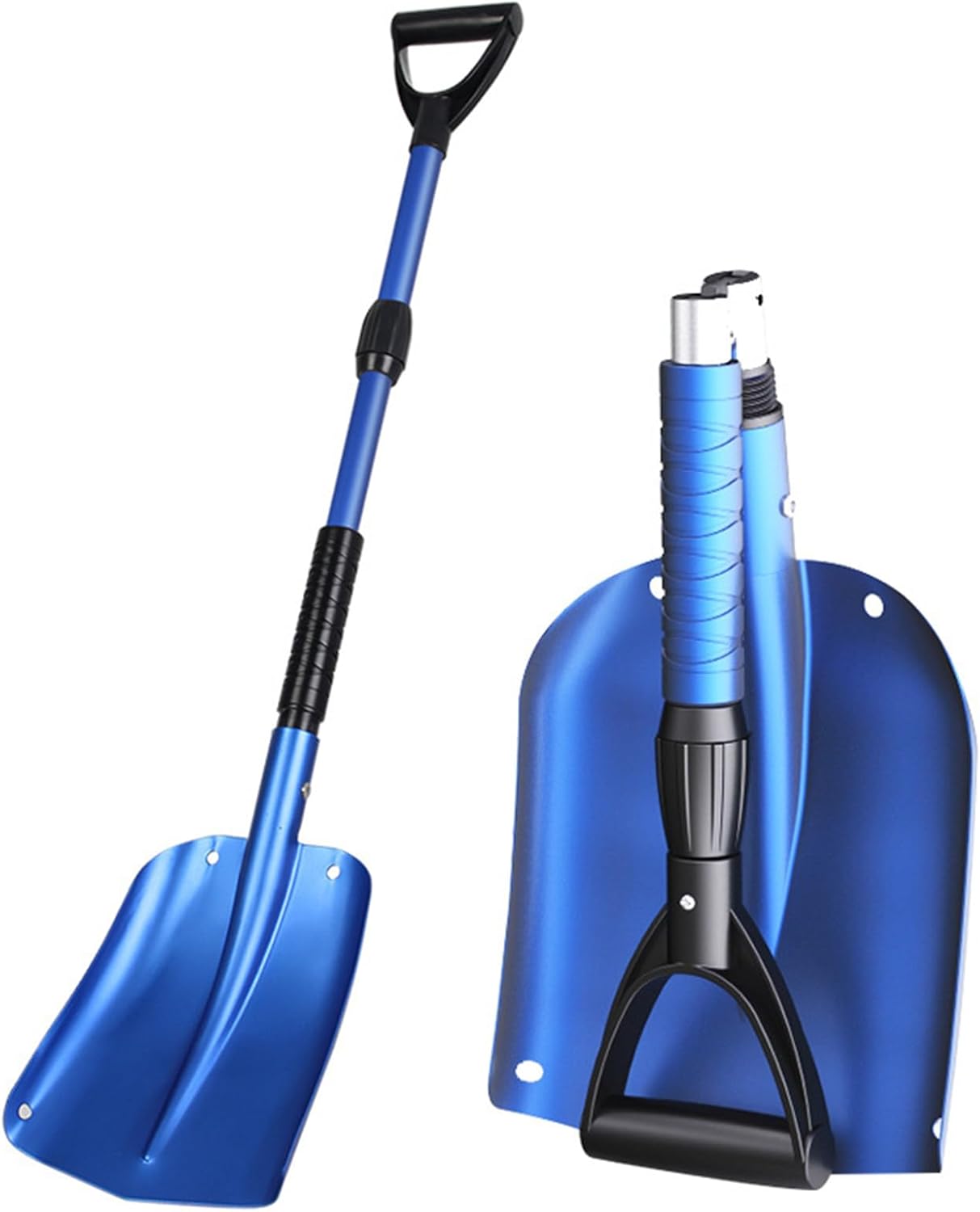 Snow Removal,Folding Snow Shovel for Snow Removal with D-Grip Handle and Retractable Aluminum Handle Emergency Snow Pusher Shovel for Car Truck Recreational Vehicle