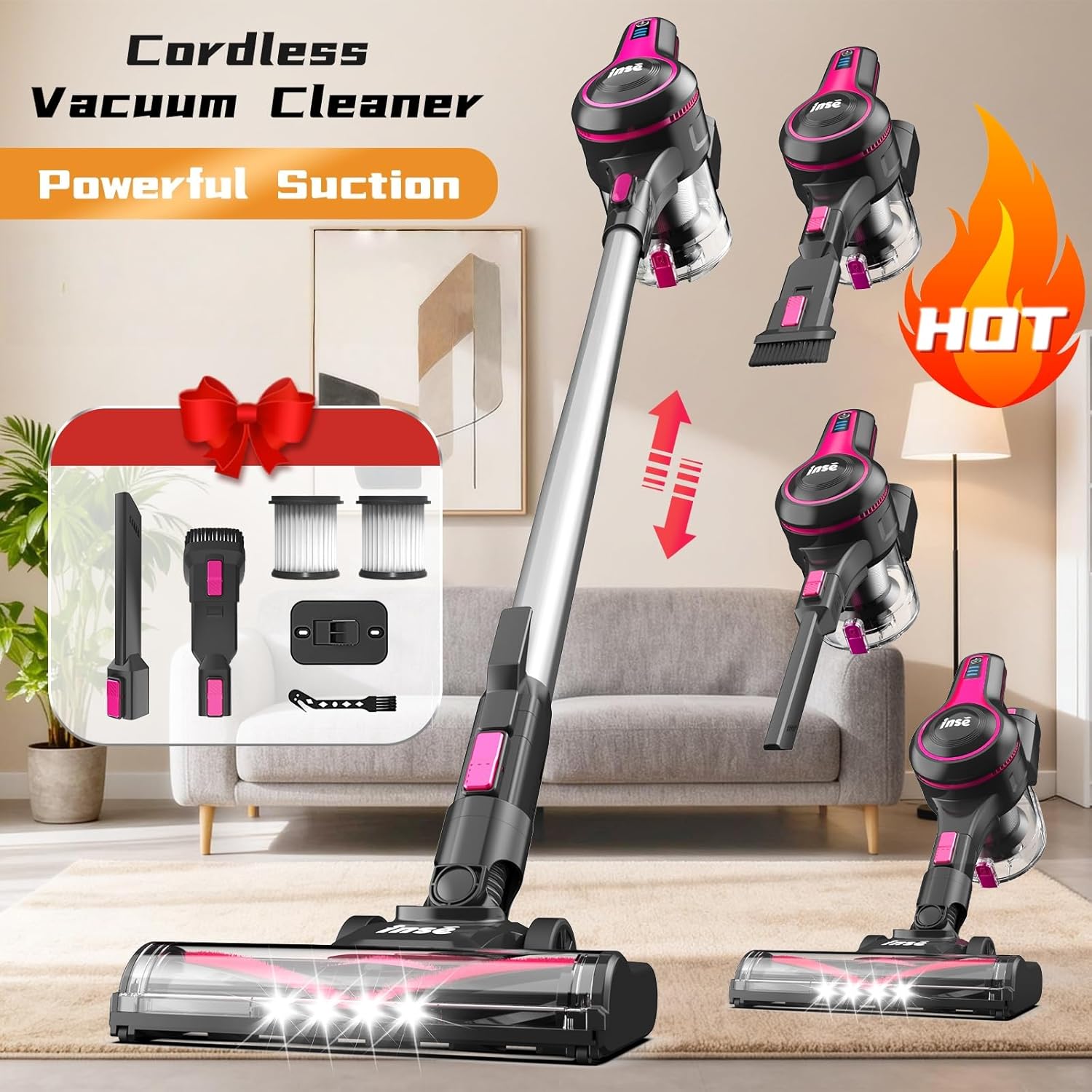 Cordless Handheld Vacuum Cleaner (RED)