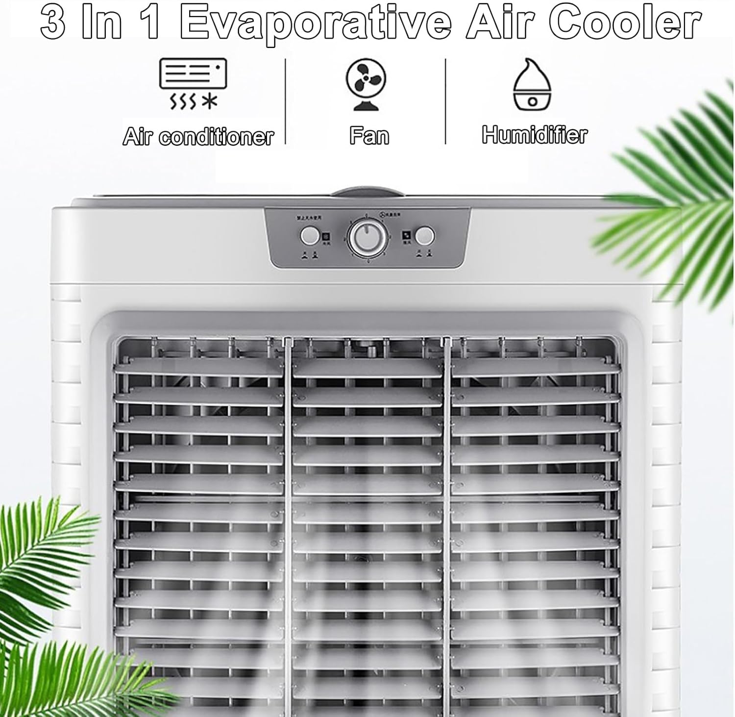 Air Coolers for Home 3 in 1 Portable Air Conditioner with 3 Speed, Evaportive Air Cooler, Humidifier, Ventilator, 120° Oscillation(Size:102cm/55L)