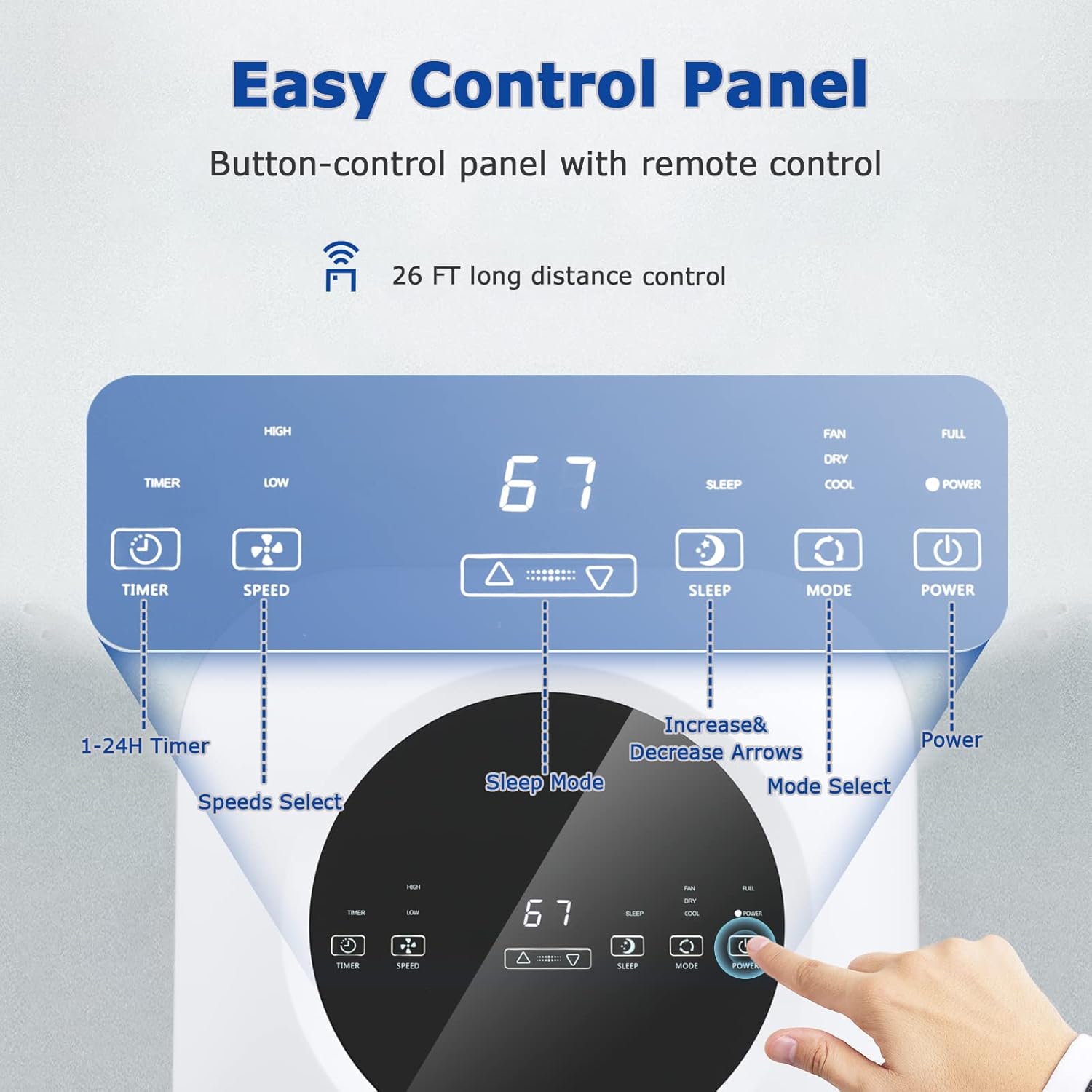 ARLIME Portable Air Conditioners, 9000 BTU AC Unit with Remote Control, 2 Speed Winds, Cools up to 350 Sq. Ft., 24H Timer, Window Kit, Floor Air Cooler for Bedroom, Room, Office, Dorm