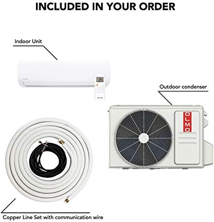 OLMO Alpic 12,000 BTU, 208/230V Ductless Mini Split Air Conditioner Heat Pump with 16ft Installation Kit
