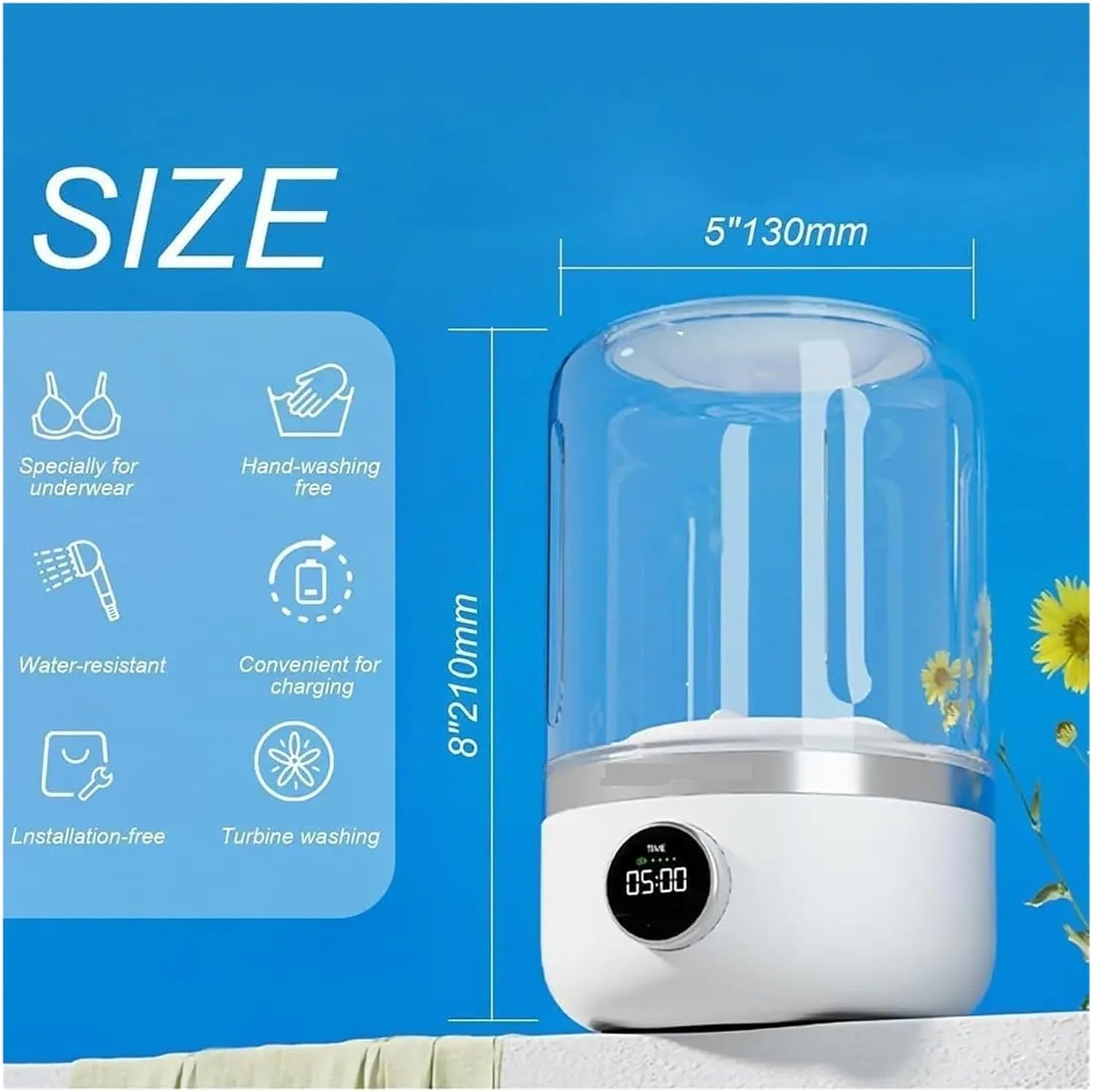 Portable Washer, Rechargeable Washing Machine Underwear Travel Portable Small Socks Washing Machine Dehydratable Portable Laundry Bucket,for Apartments, Homes, and Dorms