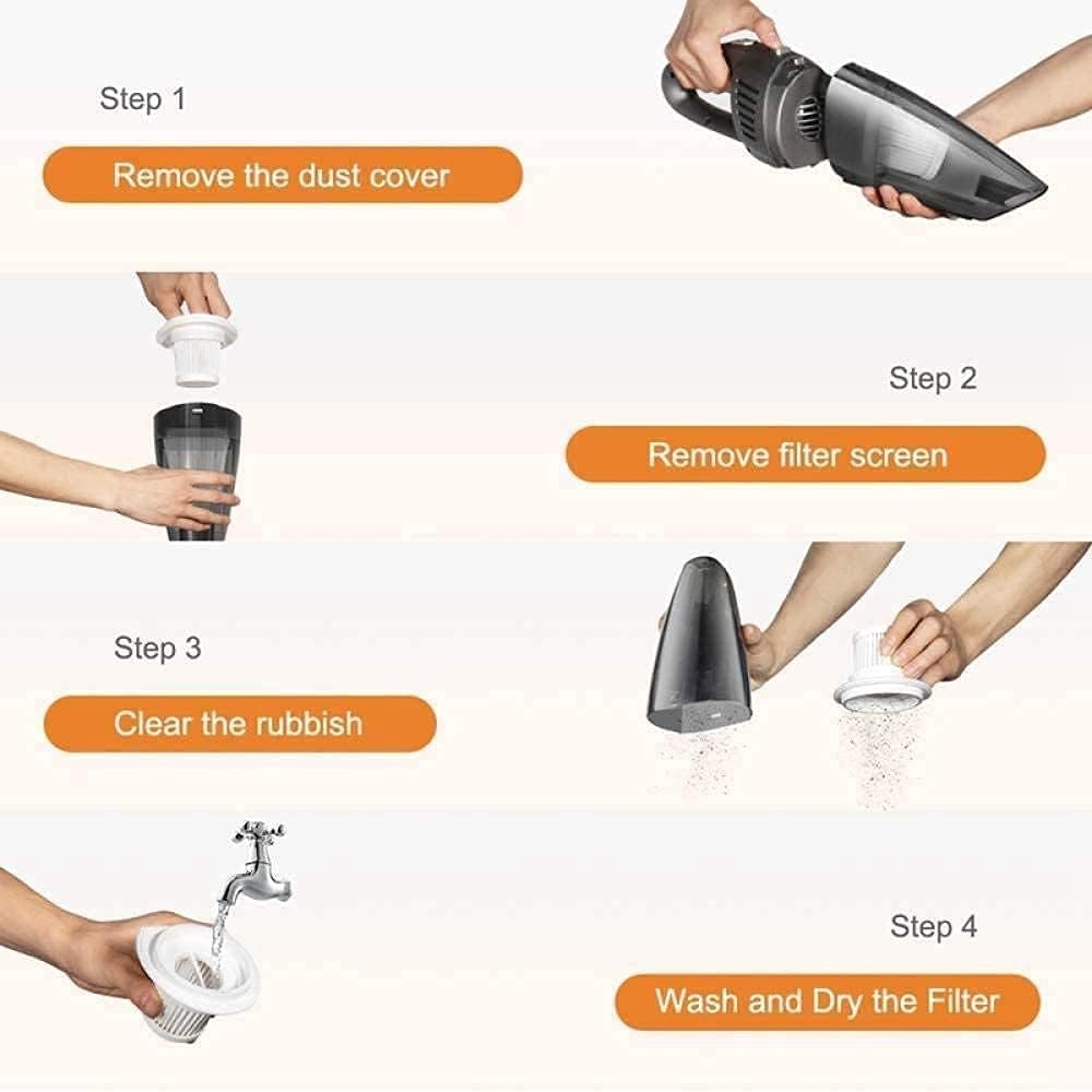 Portable Vacuum Cleaner Hand Vacuum 120W 6000PA High Power Handheld Vacuum Cleaner with 16.4FT Cord, Black, Plastic with Removable Dustbin, Closable Dustbin, Car Handheld Vacuum