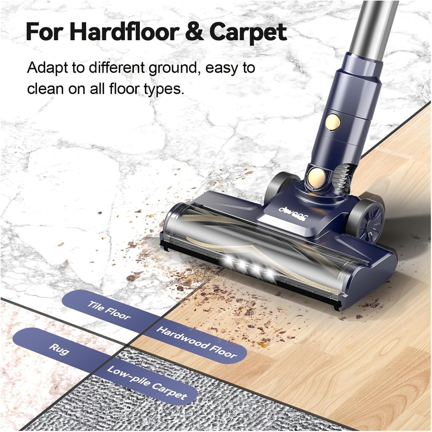 Compatible With INSE I8 Corded Vacuum Cleaner, 600W 23KPa Powerful Suction, 6-in-1 Lightweight Handheld Stick Vacuum With Free-Stand Design(Blue)