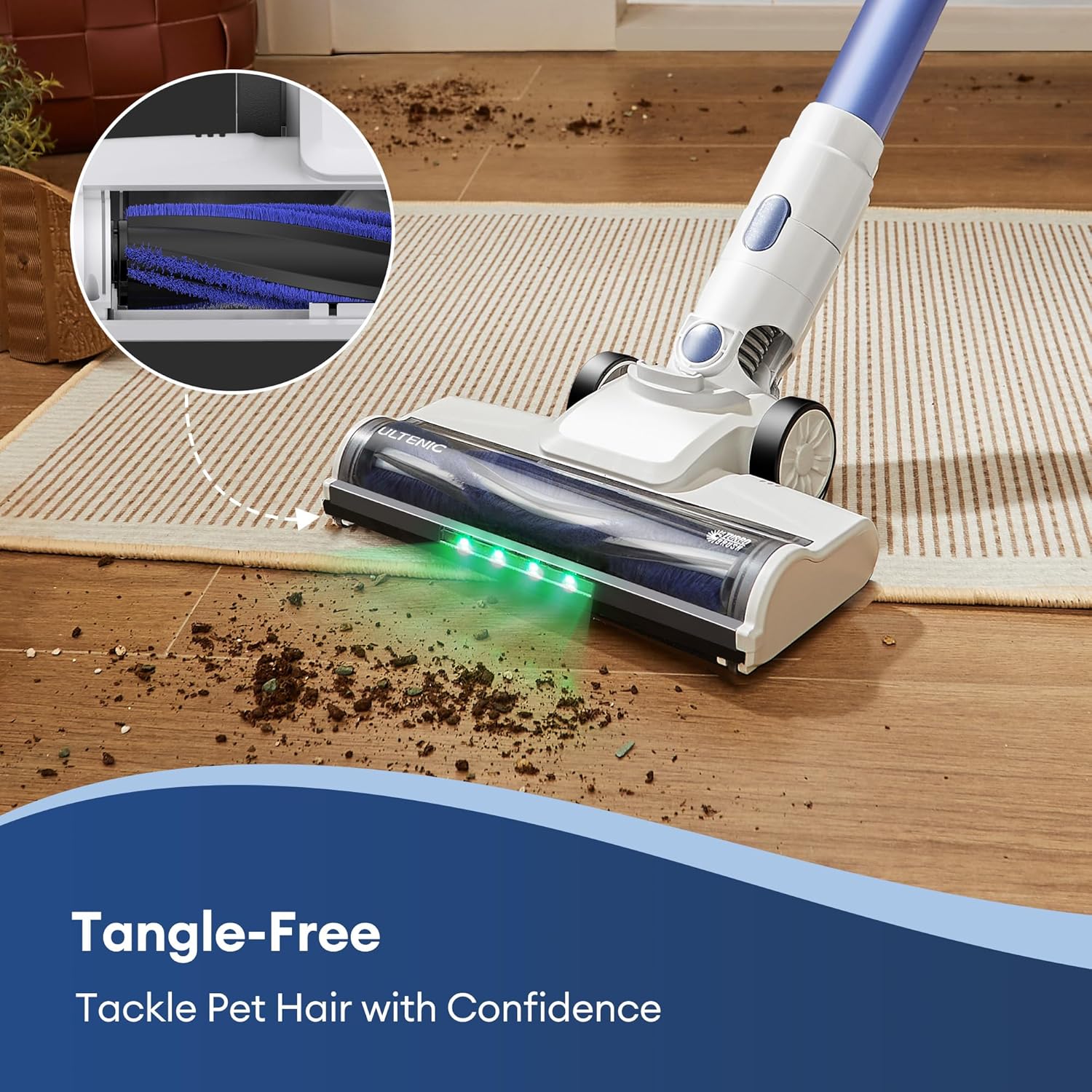 Ultenic Cordless Vacuum Cleaner, 45KPa 500W Stick Vacuum Rechargable, Max 40mins Runtime, Self Standing Design with 1.5L Dustbin Capacity, Stick Vacuum for Home, Pet Hair, Hardwood Floors, U10