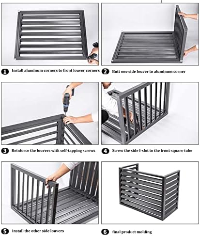 Cover for Outdoor Air Conditioner Fence Screen -Tall, Weatherproof Aluminum Louver Grille Central Air Conditioner Covers, Freestanding Enclosure to Cover Garbage Or Ac Units,Garden Plant Stand
