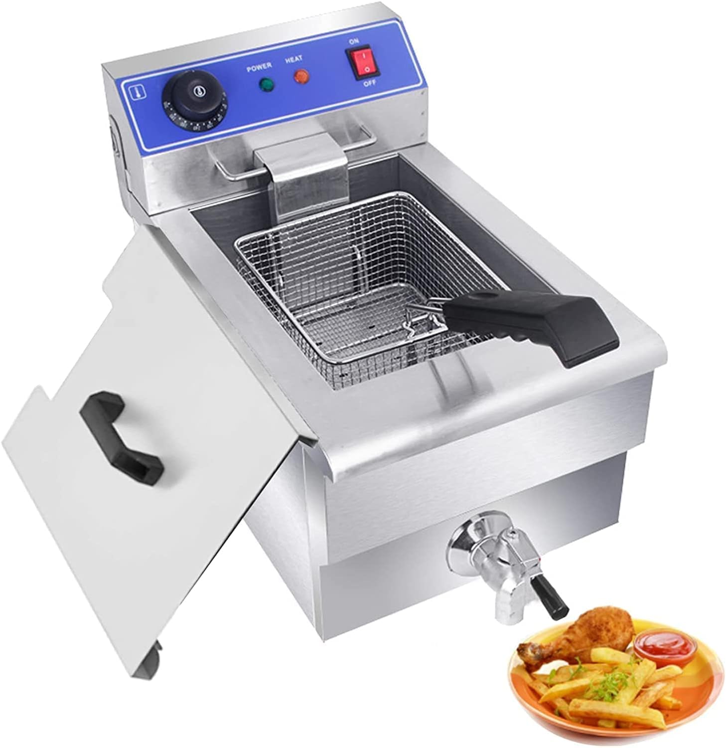 10L Stainless Steel Deep Fryer, Electric Deep Fat Fryer 3000W 10L Easy Clean for Food Cooking & French Fries Home Restaurant Chicken Chip Fry