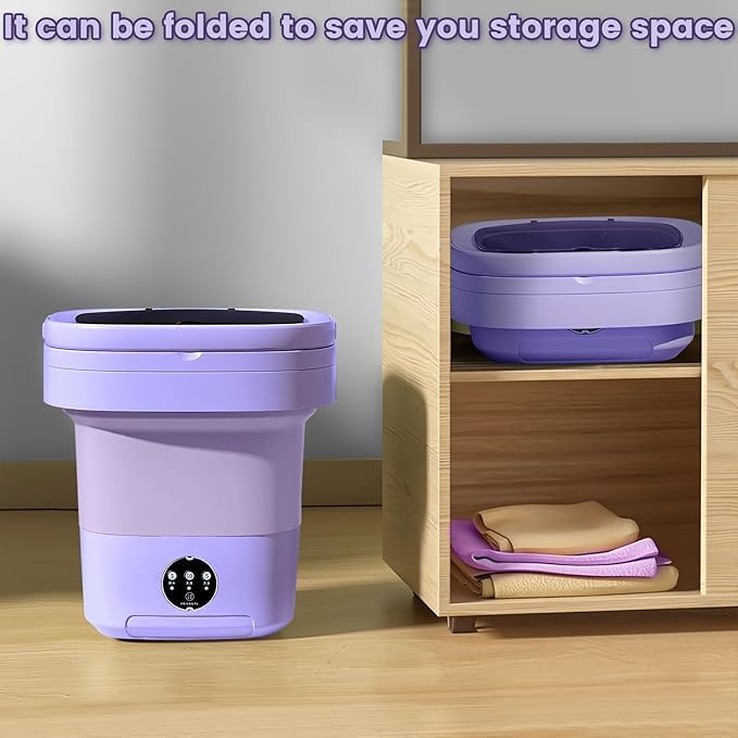 Portable washing machine,17L large capacity foldable washing machine, underwear mini washing machine, socks, travel washing machine suitable for camping trip laundry apartment (purple)