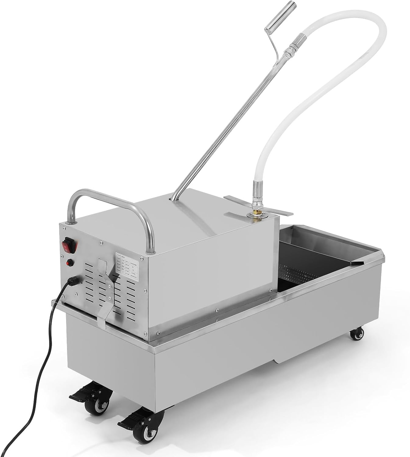 Fryer Oil Filter Machine Deep Fryer Filter Cart 58l Stainless Steel Cooking Oil Filtration System for Restaurants Chicken Shops - Mobile with Us Plug