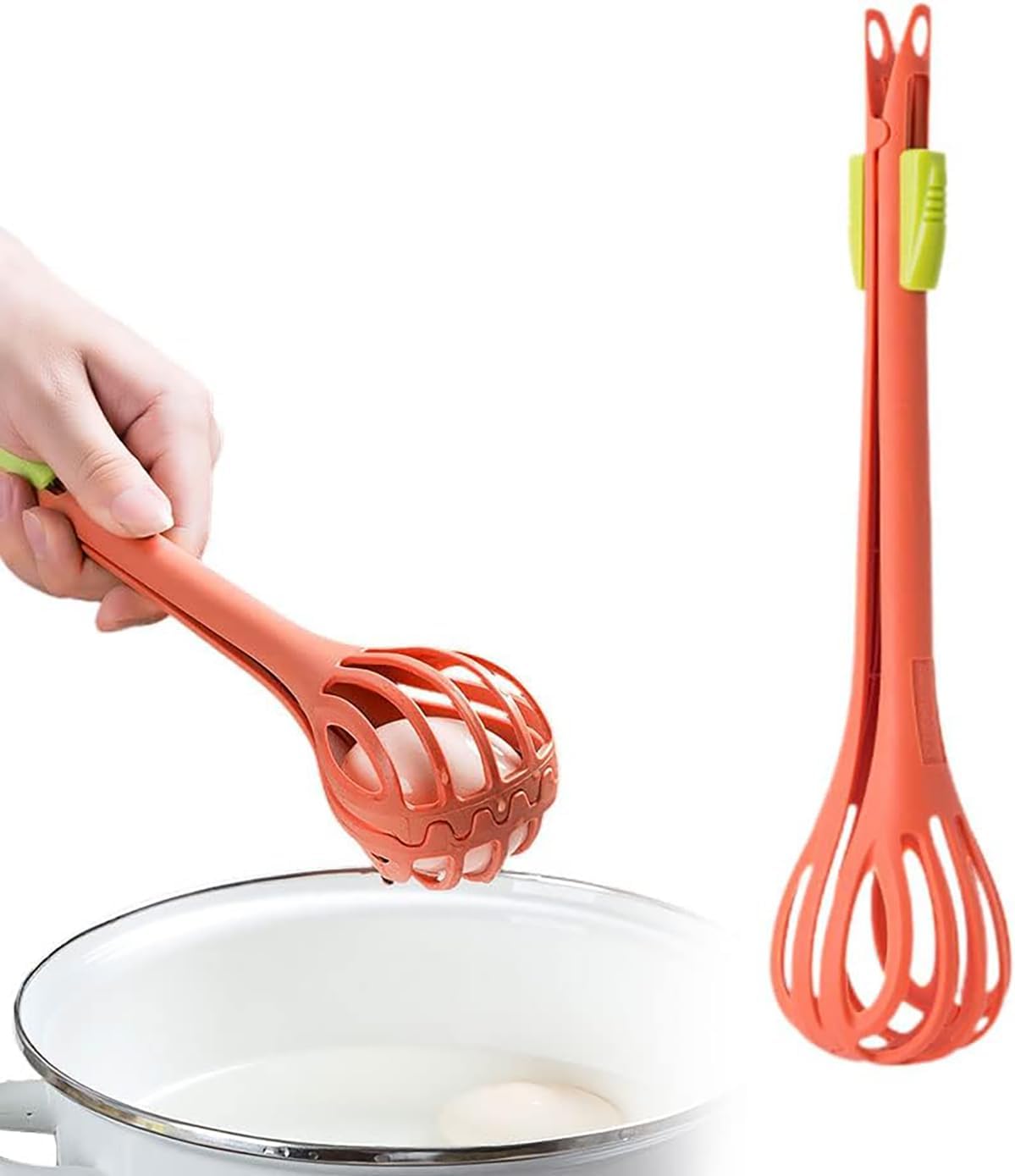 2 in 1 Food Clip & Egg Whisk, Creative Multifunction Egg Beater, Handheld Egg Whisk Blender Bread Clip, Household Multifunctional Kitchen Tool for Cooking, Mixing, Barbecue (Yellow) (Red)