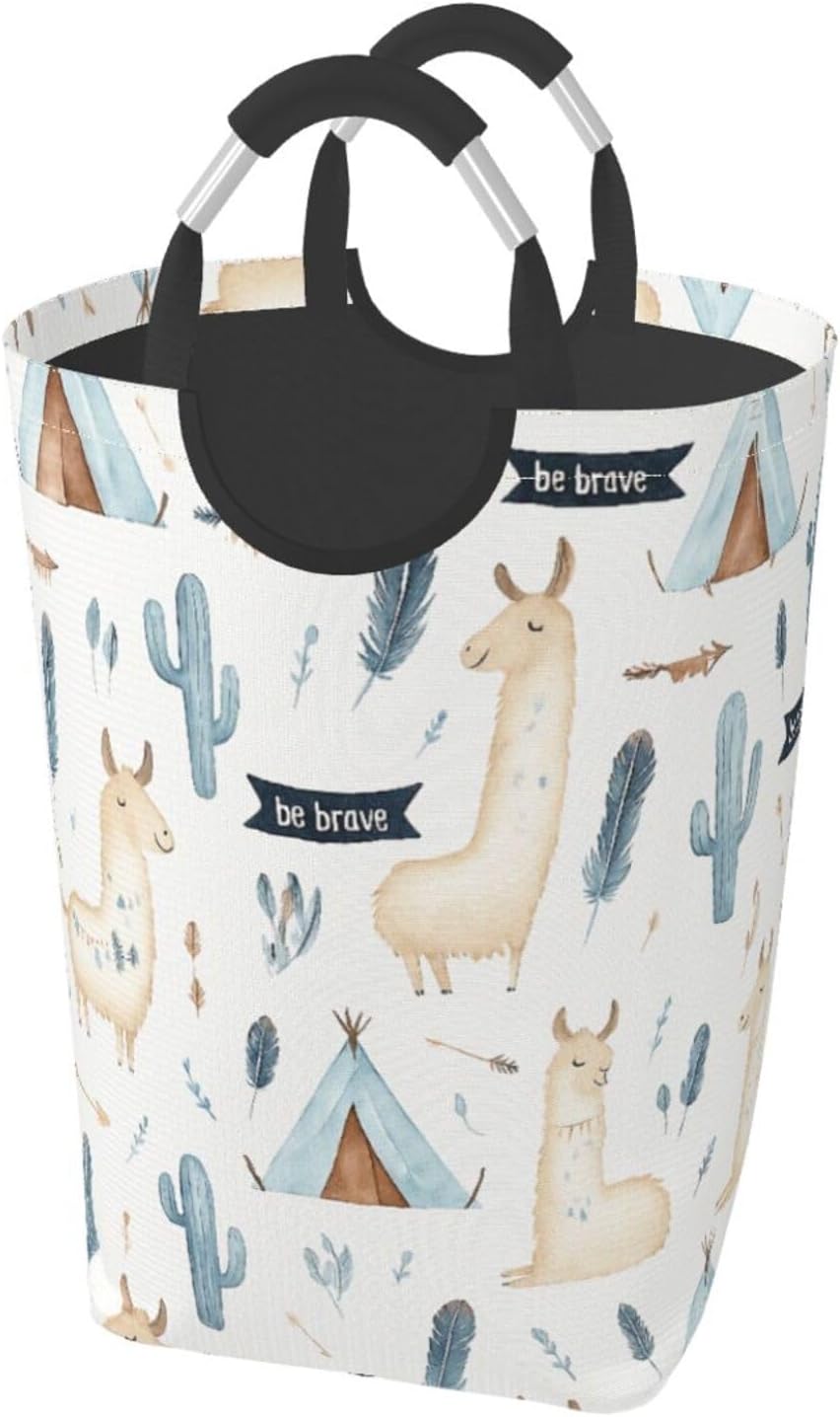Llama & Teepee Square Dirty Clothes Storage Bag Clothing Basket With Handle