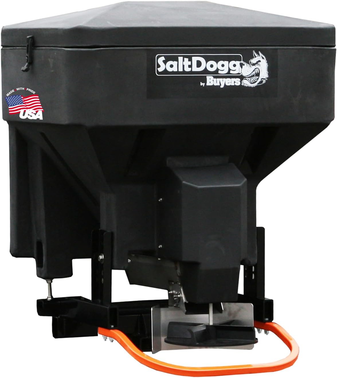 Buyers Products SaltDogg TGS03 Tailgate Salt Spreader, Made In The USA, 8 cu ft/600 lb Capacity, Horizontal Auger Feed, Commercial Salt Spreader For Truck Tailgate, Receiver Hitch Mount