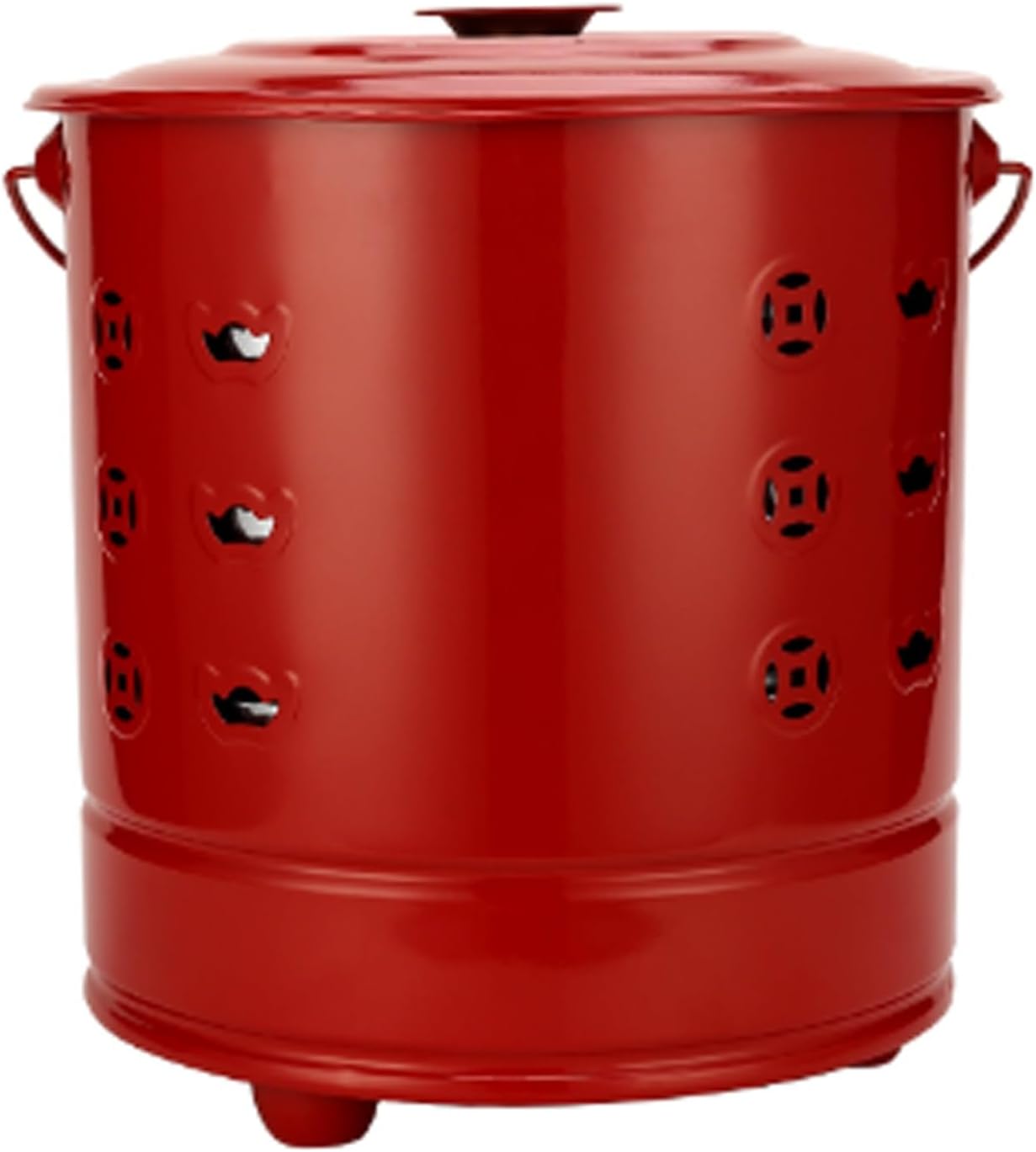Generic Burn Barrel, Burn Cage, Metal Burn Barrels with Lid and Handle, Fire Barrel for Paper Leaf Trash Wood Backyard Bonfire, 27*27*29cm, Red, FGYBFDDDG-RED-27*27*29CM
