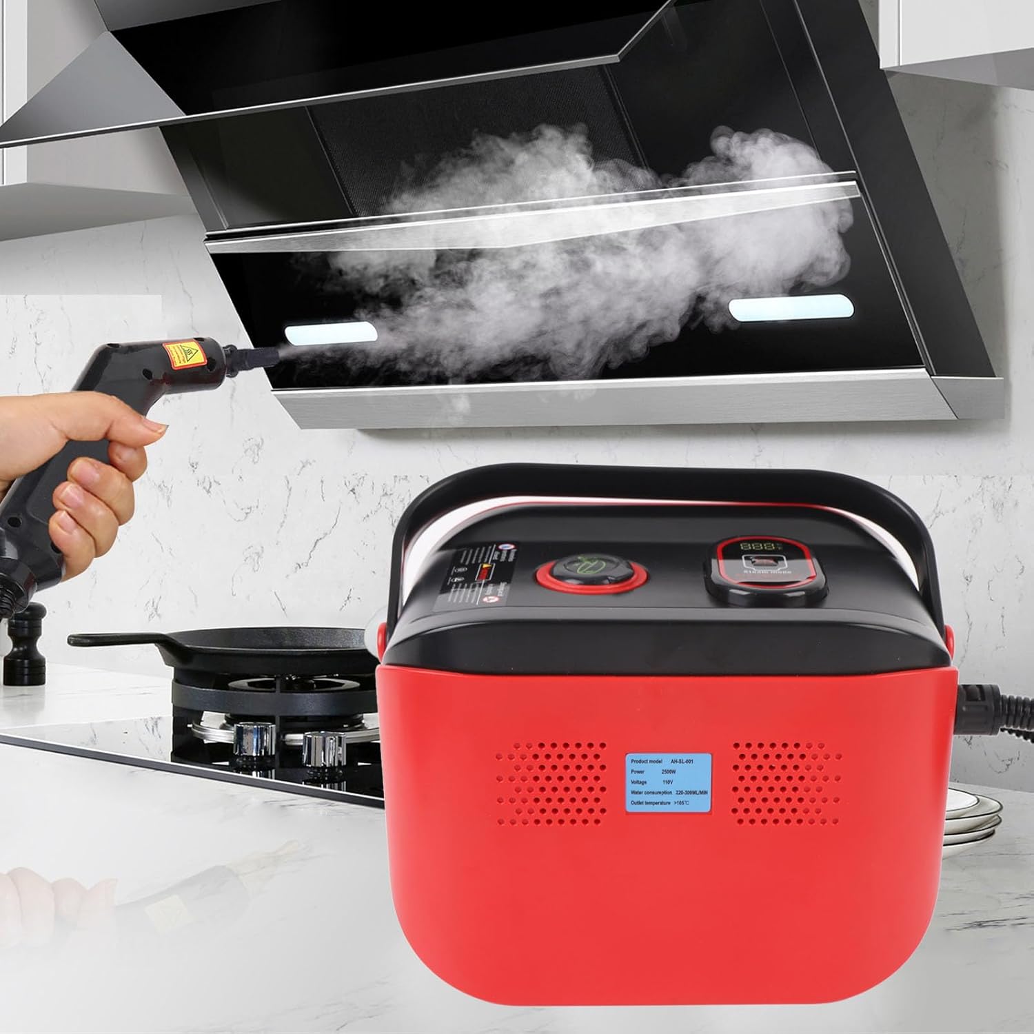 Handheld Steam Cleaner, Portable Pressurized Steam Cleaner, High Temperature Steamer Cleaning Machine For Home Car Detailing Kitchen Bathroom Floor Grout Furniture Tile (US Plug