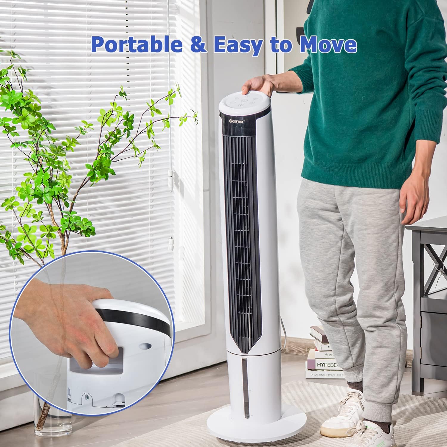 ARLIME 3-IN-1 Evaporative Air Cooler, Swamp Cooler Portable Cooling Tower Fan with Remote Control, 70° Oscillation, 7H Timer, 4 Ice Packs, Portable Tower Air Conditioner for Home & Office, 41