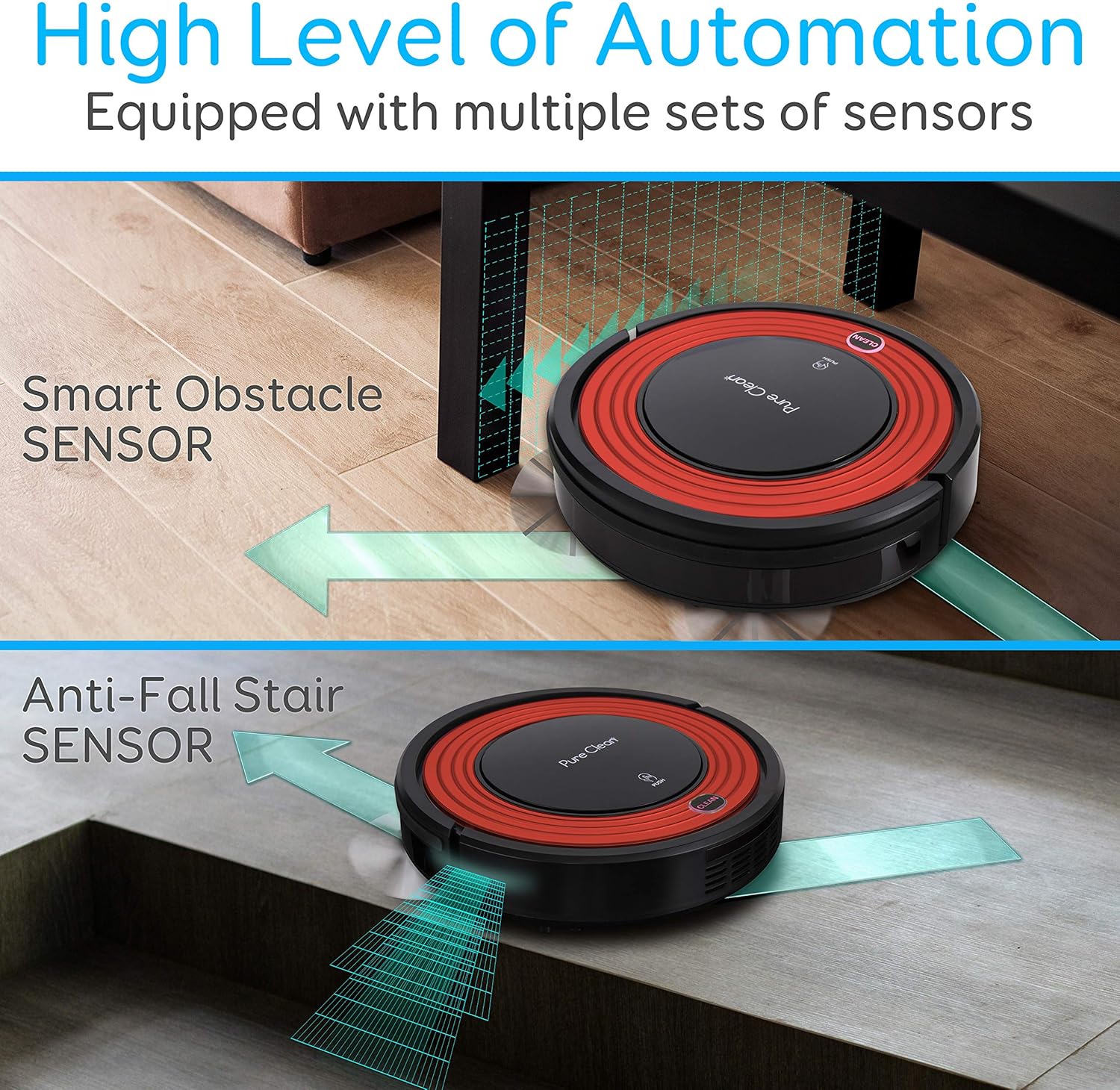 SereneLife Robot Vacuum Cleaner and Dock - 1500pa Suction Scheduling Activation and Charging Dock - Robotic Home Cleaning for Carpet Hardwood Floor Pet Hair & Allergies Friendly - Pure Clean PUCRC95.8