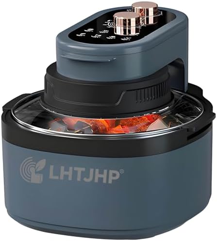 Rotatable 8-in-1 Air Fryer Toaster Oven Combo 7.5QT Large Glass Air Fryer, Rapid HotAir Tech, Family-Size Smart Cooker, Trending Modern Kitchen Essential for Healthy Meals (Dreamy blue)