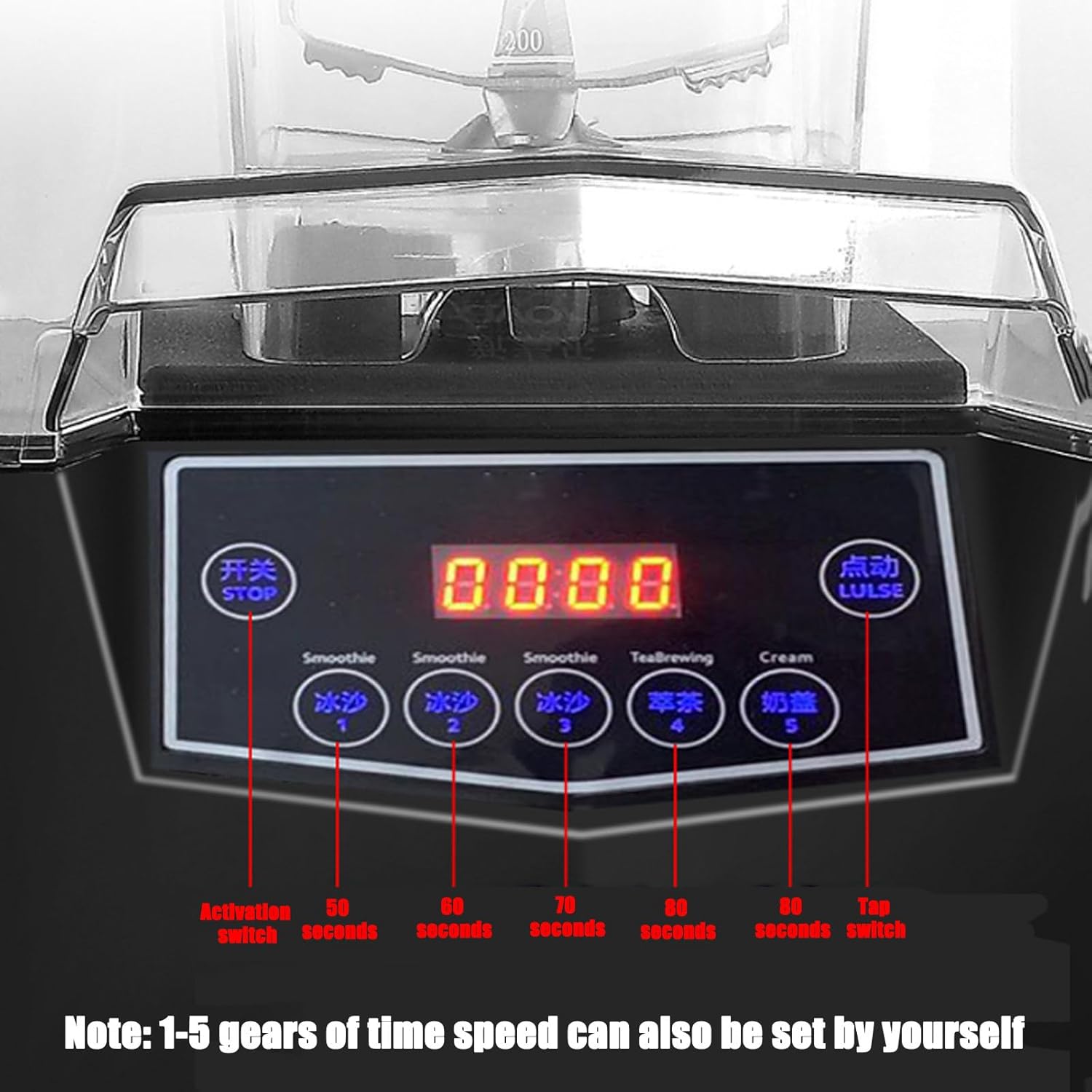 Smoothie Maker Blender, 2L Commercial Stand Mixer - Silent 17000rpm, Crush Ice & Fruits - With Sound Enclosure & Cover - Broken Wall Cooking Machine