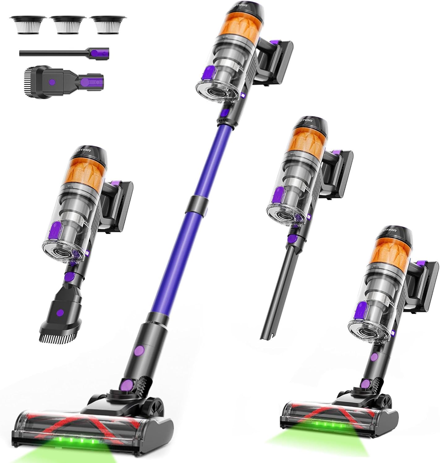 Cordless Vacuum Cleaner, 500W Vacuum Cleaners for Home Pet Hair, 60Mins Cordless Stick Vacuums with LED Display, Anti-Tangle, Lightweight Vacuum for Hard Floors, Carpet,Purple