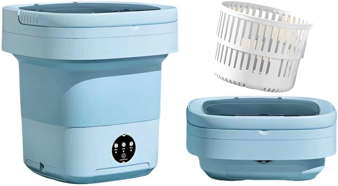 Portable Washing Machine, Mini Washer,11L Upgraded Large Capacity Foldable Washer.Deep Cleaning of Underwear, Baby Clothes and Other Small Clothes.Suitable for Apartments, Dormitories, Hotels.(Blue)