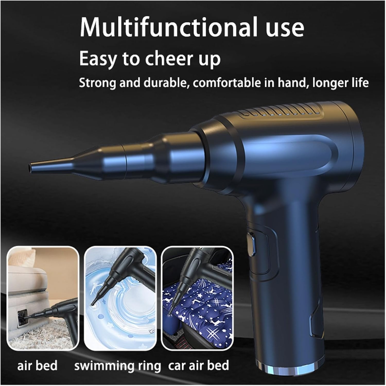 2 in 1 Car Vacuum Cleaner, Portable Mini Cordless Household Rechargeable Handheld Blower (Color : White)