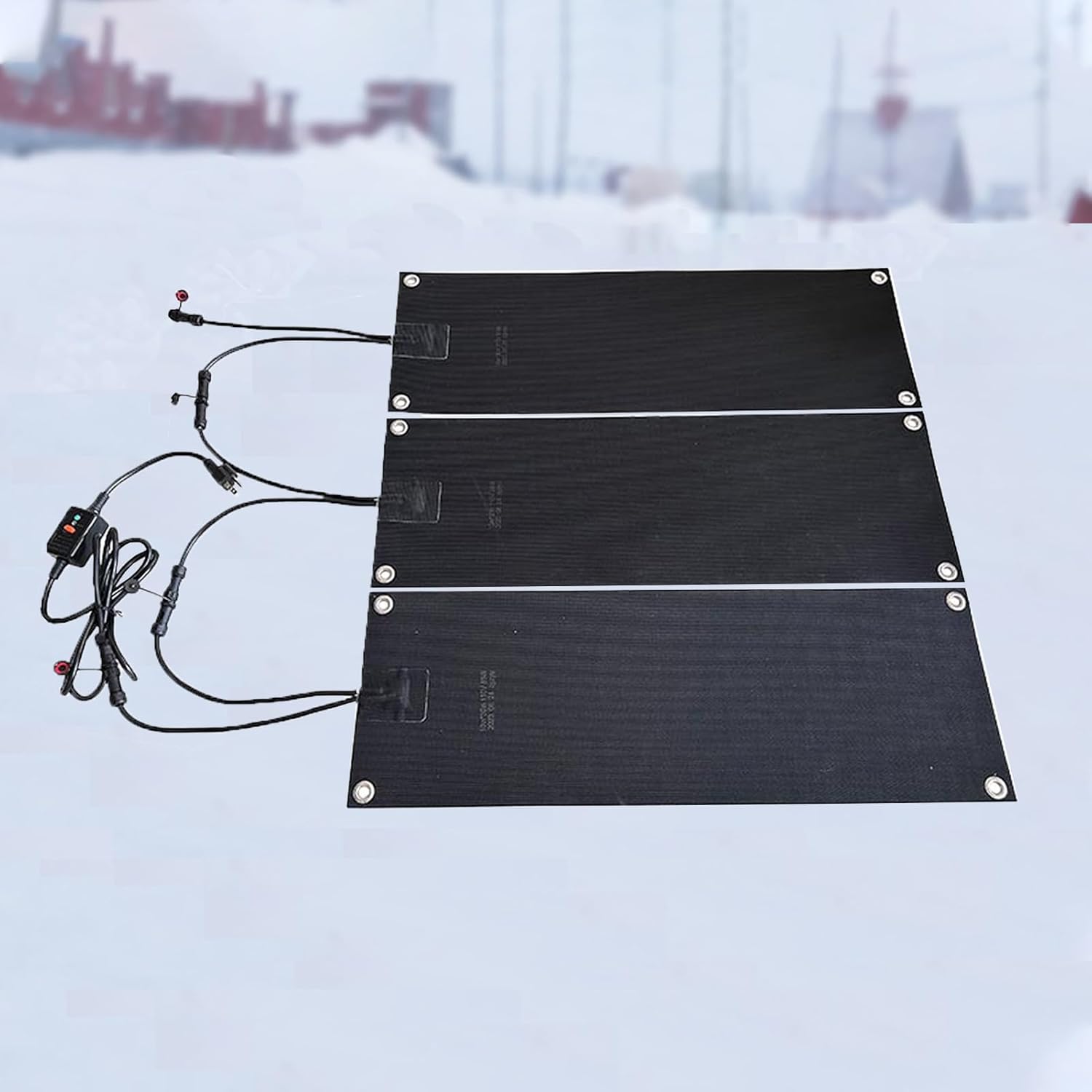 Snow Melting Walkway Mat for Stairs,10x48 inch Residential Heated Snow Removal Mat,No-Slip Rubber Heated Driveway Pad,Winter Removal and Ice Melt Products,2 in/h Melting Rate,3 Pieces