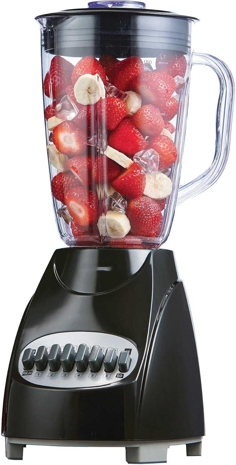 12-Speed Countertop Blender with Pulse Function – 50oz BPA-Free Jar, Stainless Steel Blades, Ice Crusher & Smoothie Maker, 350W Kitchen Blender (Black)