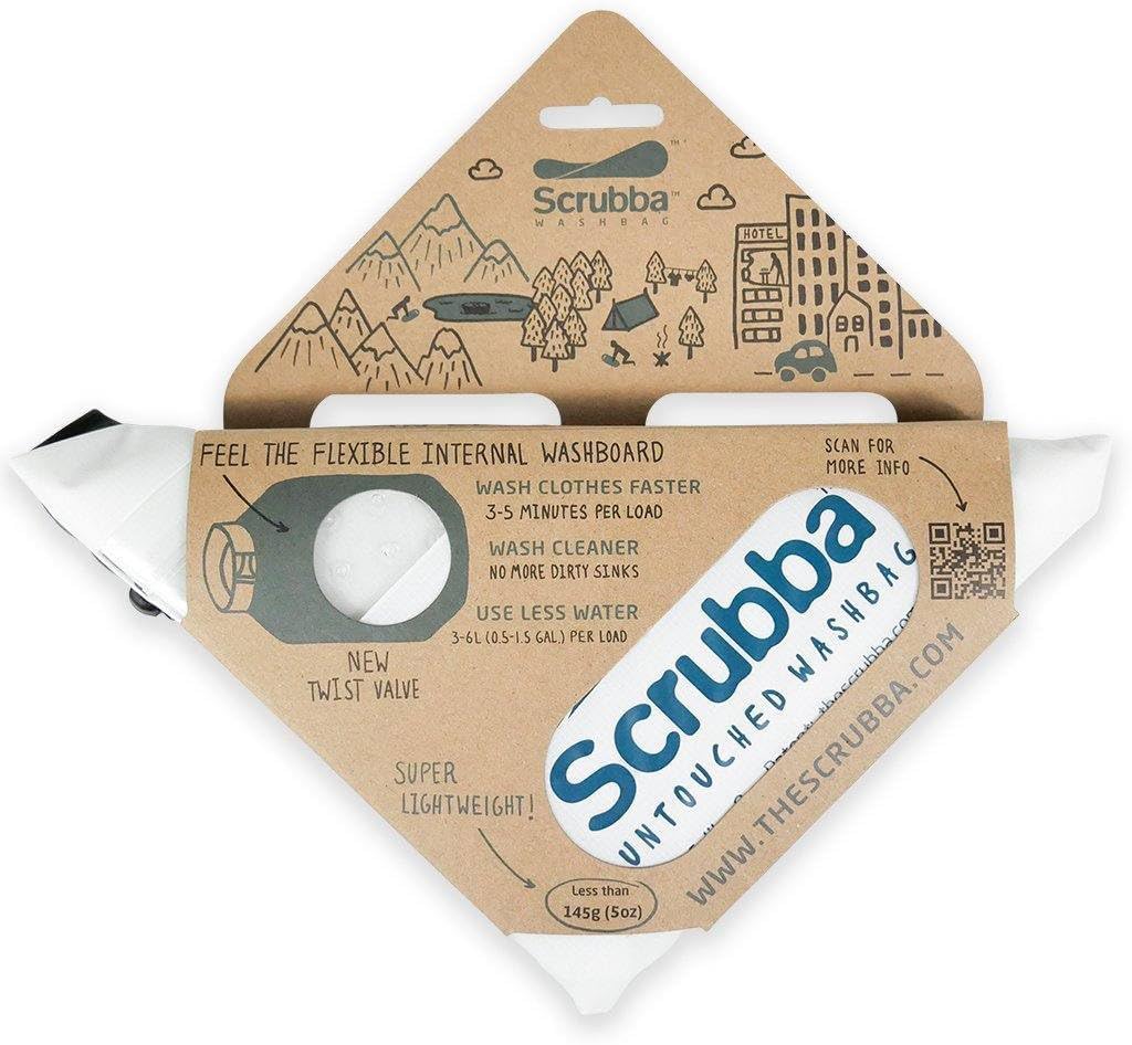 Scrubba Untouched Wash Bag - Portable Washing Machine - Eco-Friendly Manual Washing Machine for Travel, Camping, Baby Clothes - Travel Essentials, Gift - use with Laundry Detergent, & Sheets - 5.3 oz.