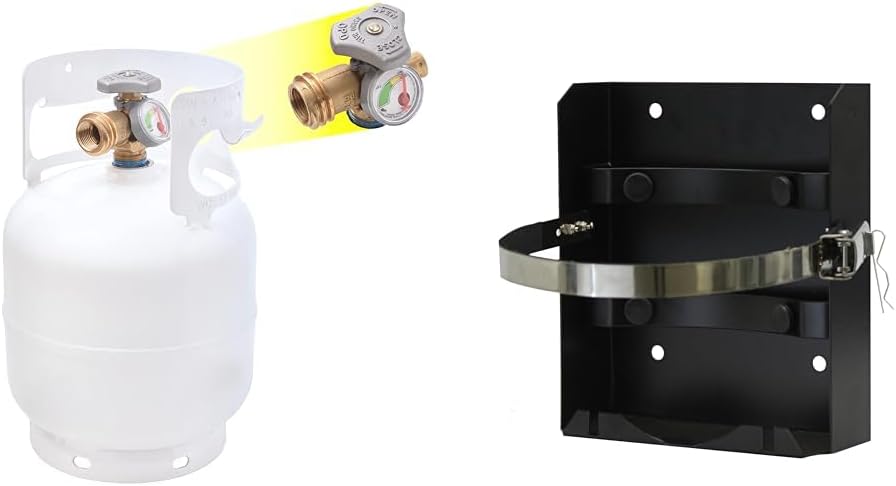 Flame King 5lb Propane Tank with Gauge and Bracket for Grills, BBQs, Camping, Fishing, Outdoor Activities
