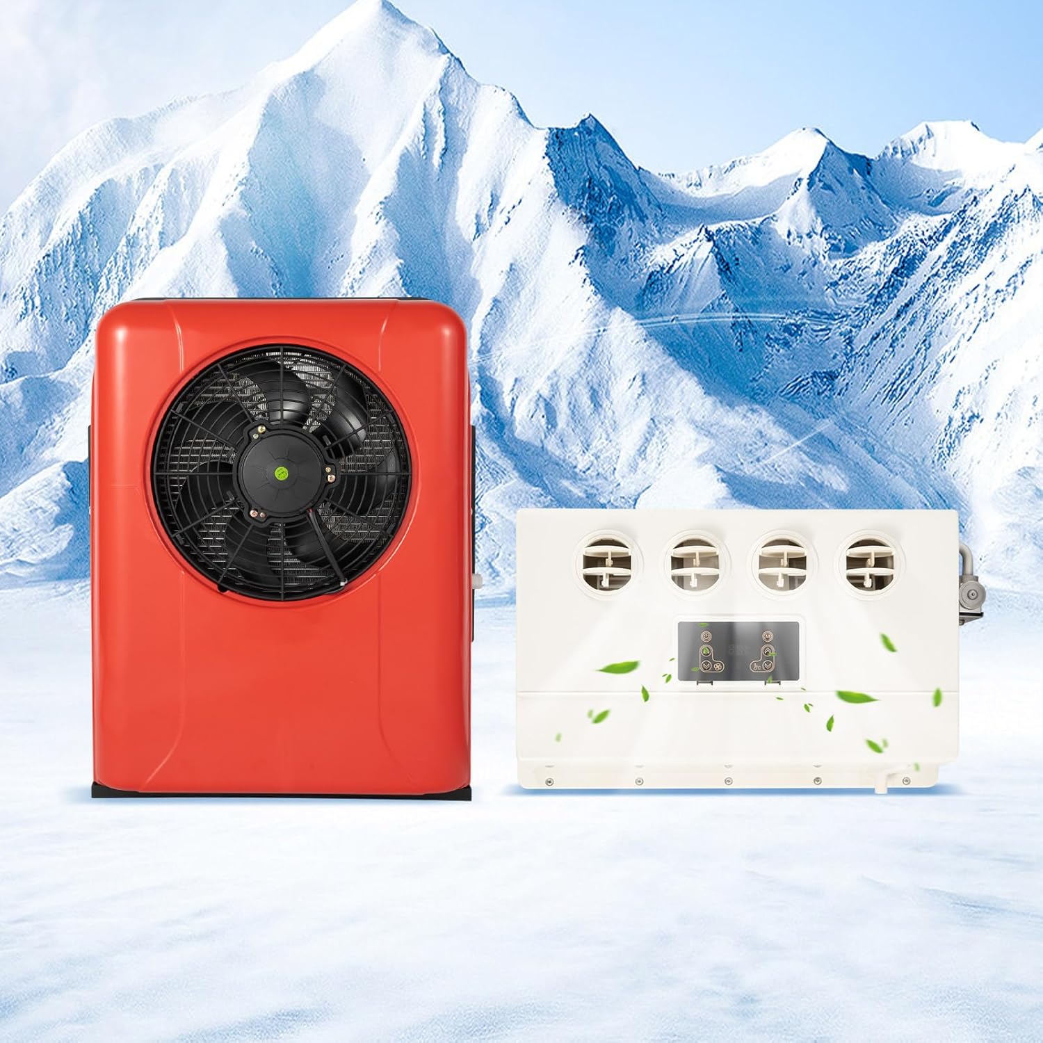 12V 800W Split RV Truck Air Conditioner Set with Outdoor & Indoor Unit, 12000 BTU Multifunctional Portable Camper Air Compressor, 4 Gears Mini Split AC System Unit Low Noise Fit for Rvs Motorhome Bus