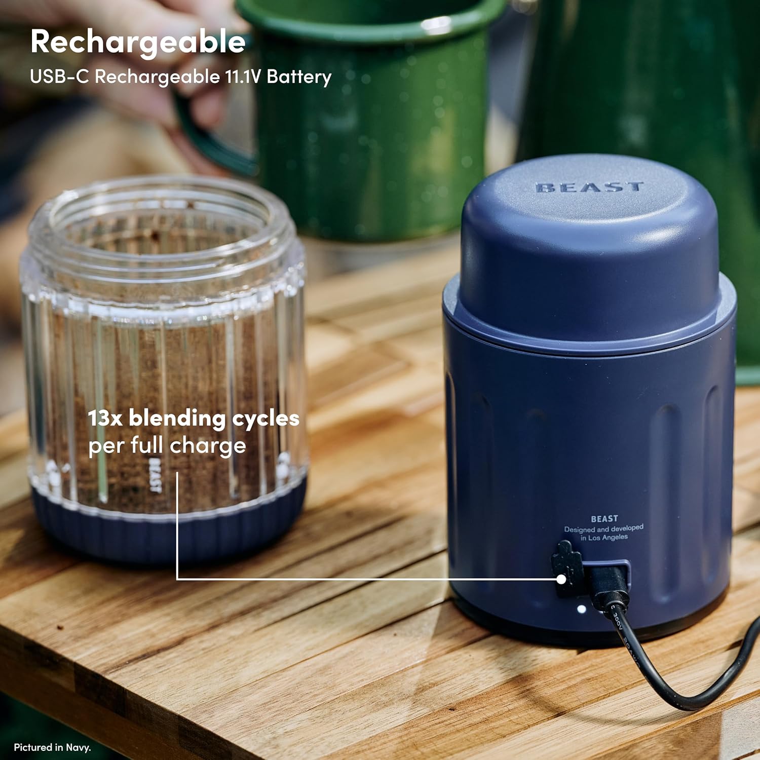 Beast GO Cordless, Premium Portable Blender for Shakes & Smoothies, 22oz Vessel, Blends Ice & Frozen Fruit, Travel-Ready, Rechargeable USB-C Battery, Drinking Lid and Straw System (Cloud White)