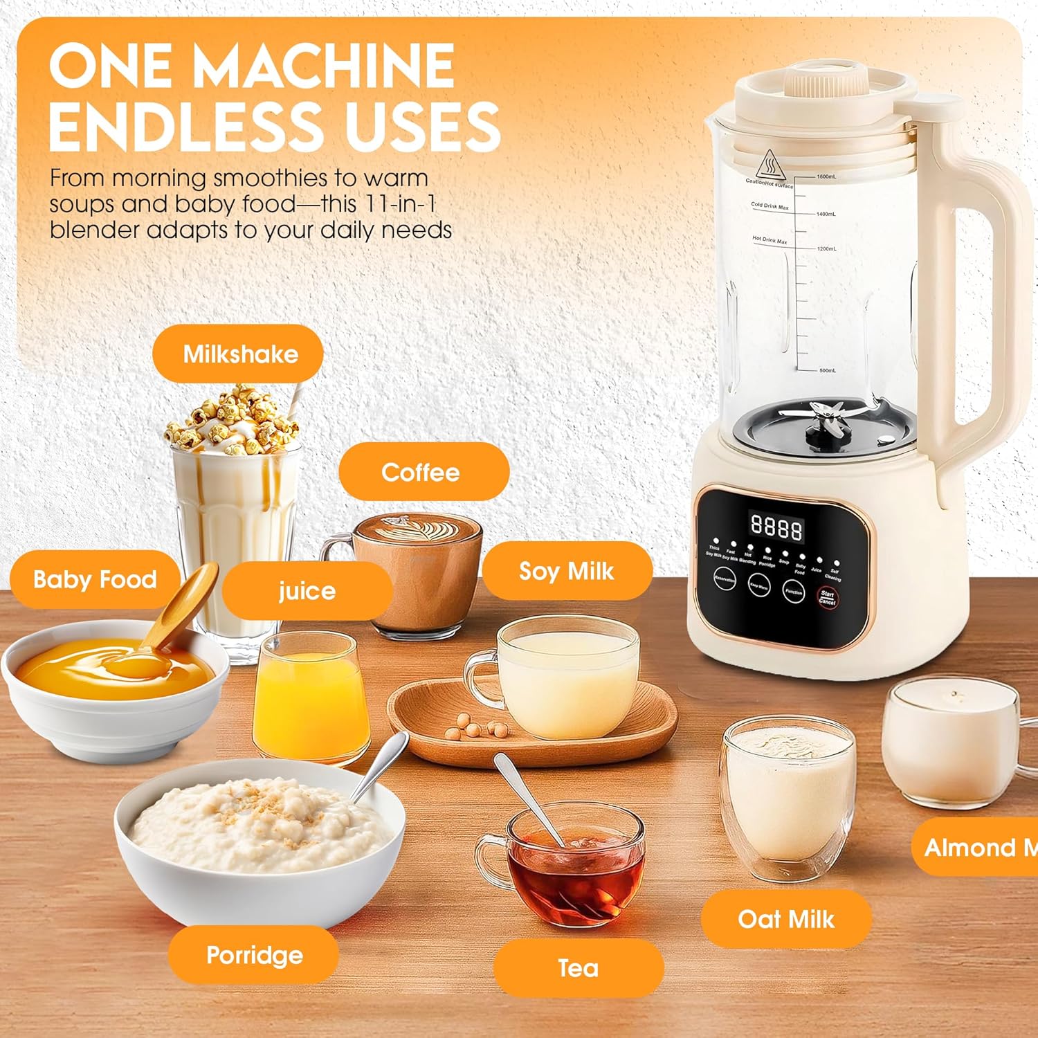 Nut Milk Maker Machine, 54oz, 11-in-1, 7 Extra Accessories, Oat & Soy Milk Maker with 20 Blades, Soybean Milk Maker, Almond Milk Maker, Soymilk Machine Maker, Nutmilk Maker Machine