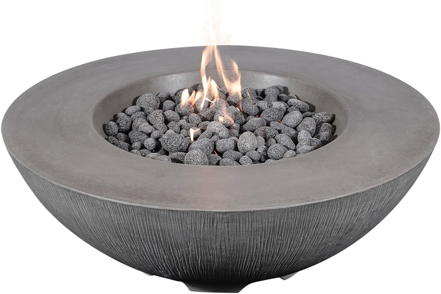 Pyromania Shangri-La Outdoor Concrete Fire Pit Bowl, 41 Inches Round - Propane Model in Slate Gray Color